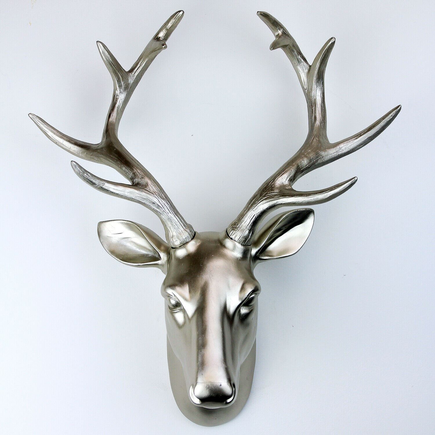 Deer Head Wall Hanger Silver Wall Art, Wall Art Living Room, Faux