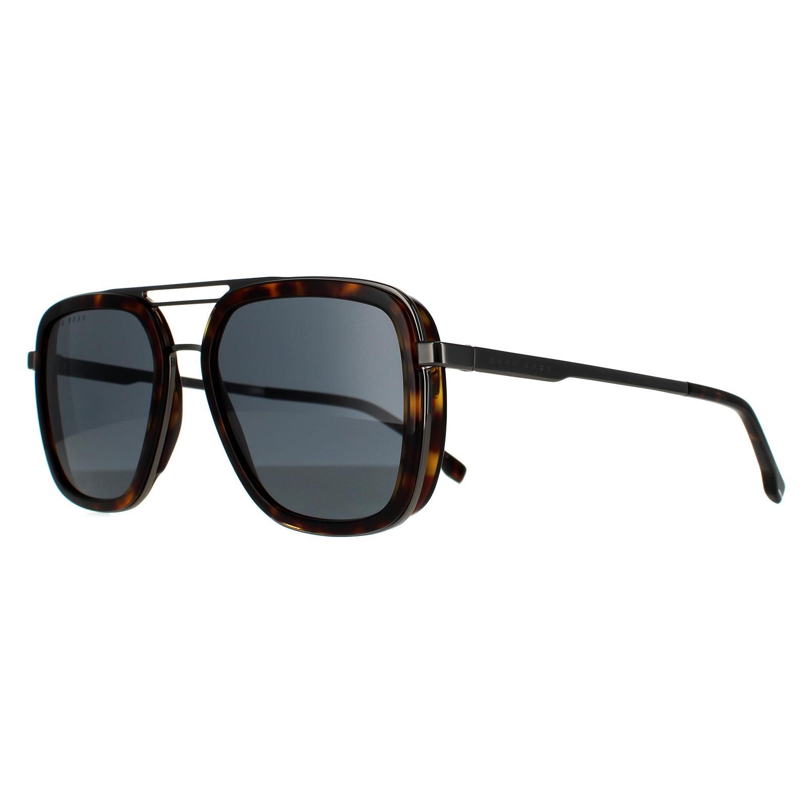 Hugo Boss Aviator Mens Havana Dark Ruthenium Grey 90041091