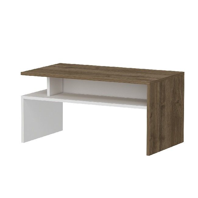 This coffee table, elegant and functional, is the perfect solution to furnish the living area and to keep magazines and small objects tidy. Mounting kit included, easy to clean and easy to assemble. Color: White, Oak | Product Dimensions: W90xD50xH43 cm | Material: Melamine Chipboard | Product Weight: 16 Kg | Supported Weight: 40 Kg | Packaging Weight: 17,5 Kg | Number of Boxes: 1 | Packaging Dimensions: 93,6x53,6x43 cm.