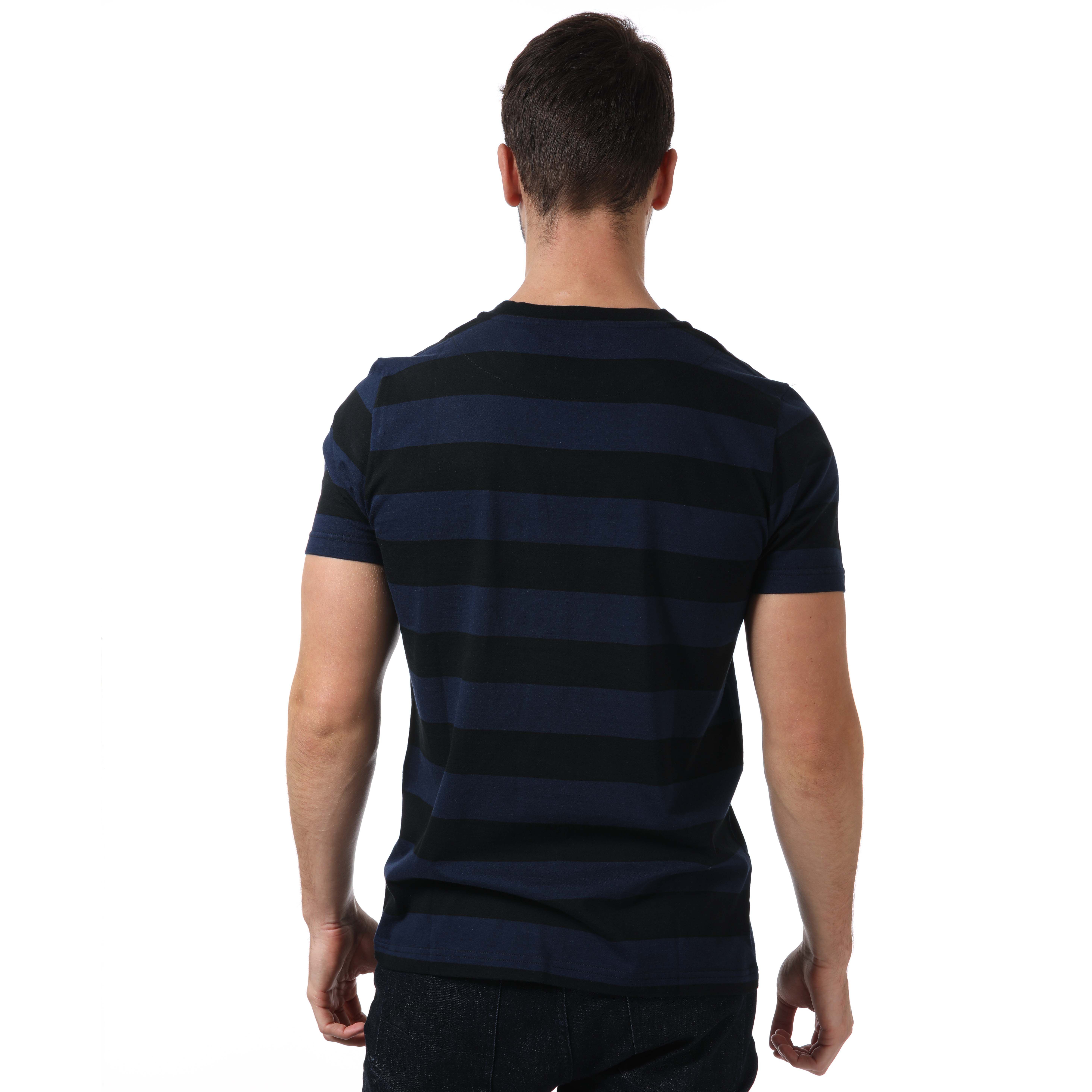 Men's Pretty Green Sirius Wide Stripe T-Shirt in Black