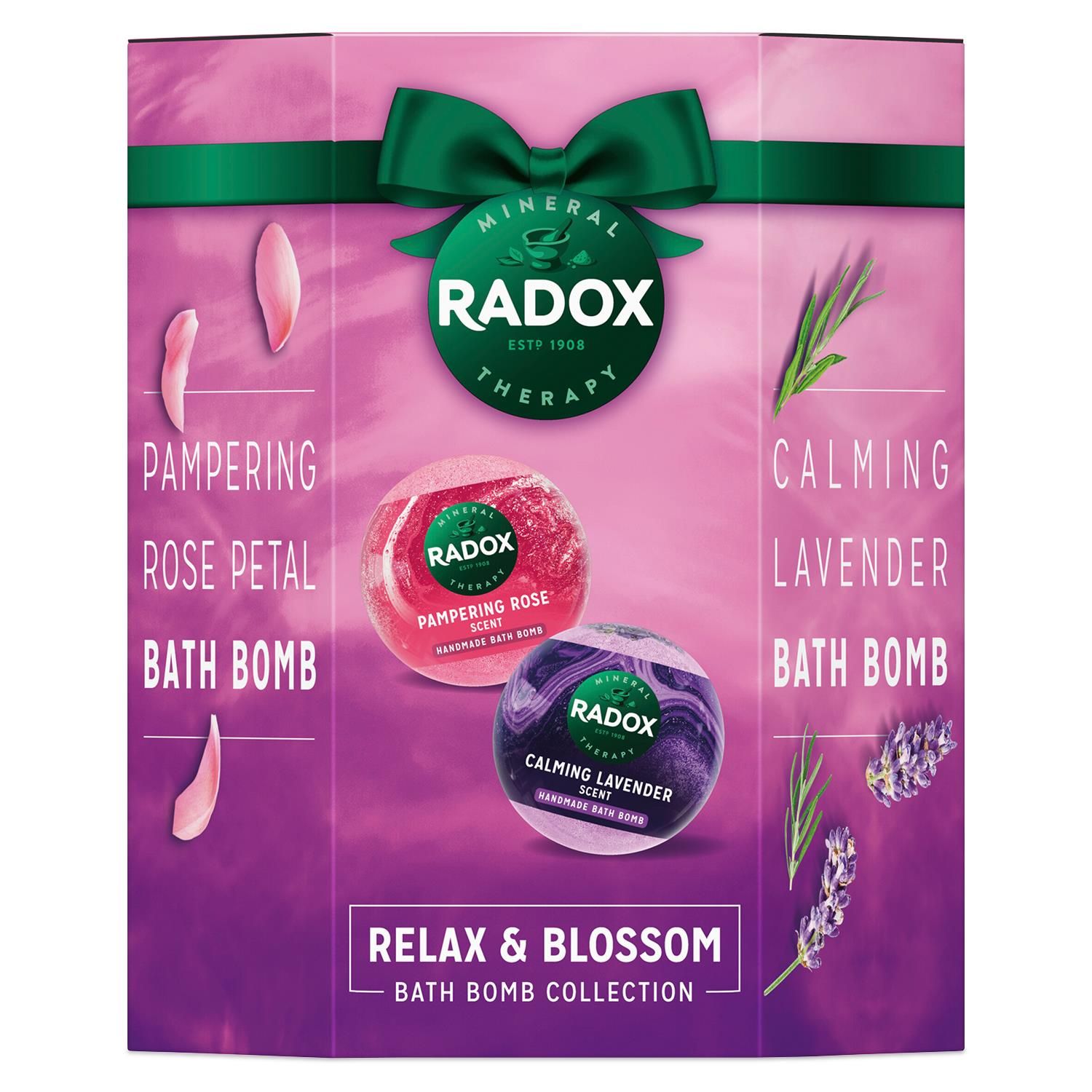 Radox Relax & Blossom Bath Bomb Collection Gift Set For Her Lavender & Rose, 4pk