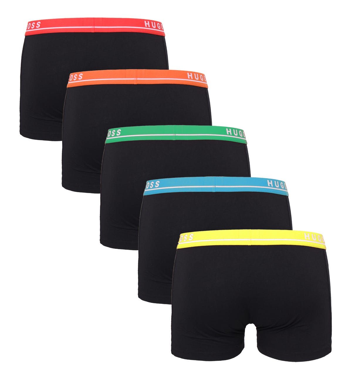 This five pack of boxer briefs from BOSS are crafted from super soft and breathable stretch cotton. Featuring elasticated waistbands in a rainbow array of colours and contrast logo details for a signature finish. From the Pride Collection, created by BOSS in support of ILGA WORLD. A worldwide federation of over 1,700 organisations, from over 160 countries that are joined together in campaigning for equal right for those of any Sexual Orientation, Gender Identity & Expression and Sex Characteristics. Regular Fit , Five Pack, Elasticated Waistband, 95% Cotton, 5% Elastane.