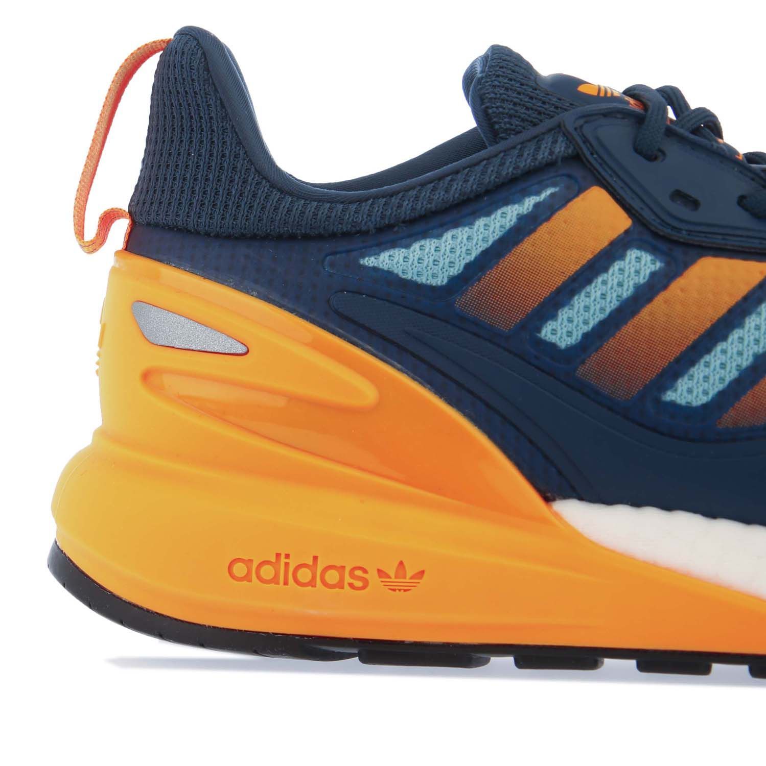 Junior adidas Originals ZX 2K Boost 2.0 Trainers in navy.- Mesh  TPU and neoprene upper. - Lace up fastening.- Trefoil brand on tongue and heel.- Reflective details. - Boost midsole.- Rubber outsole.- Textile and Synthetic upper  Textile lining  Synthetic sole. - Ref.: GZ7501J