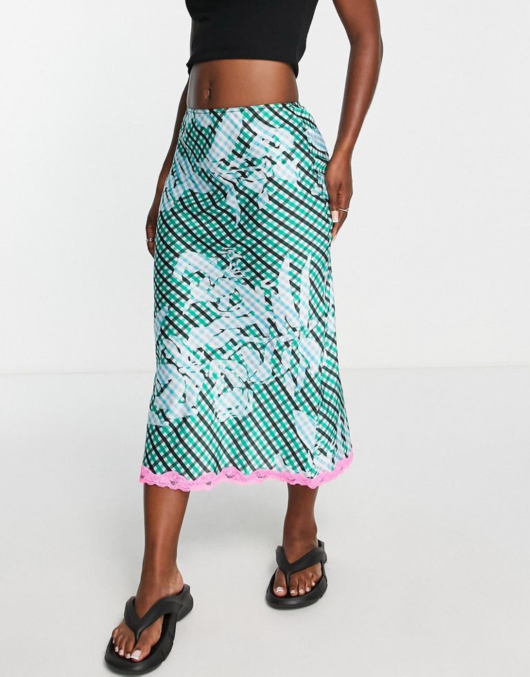 Skirts by Topshop *insert heart-eyes emoji here?* All-over print High rise Lace trim Regular fit Sold by Asos