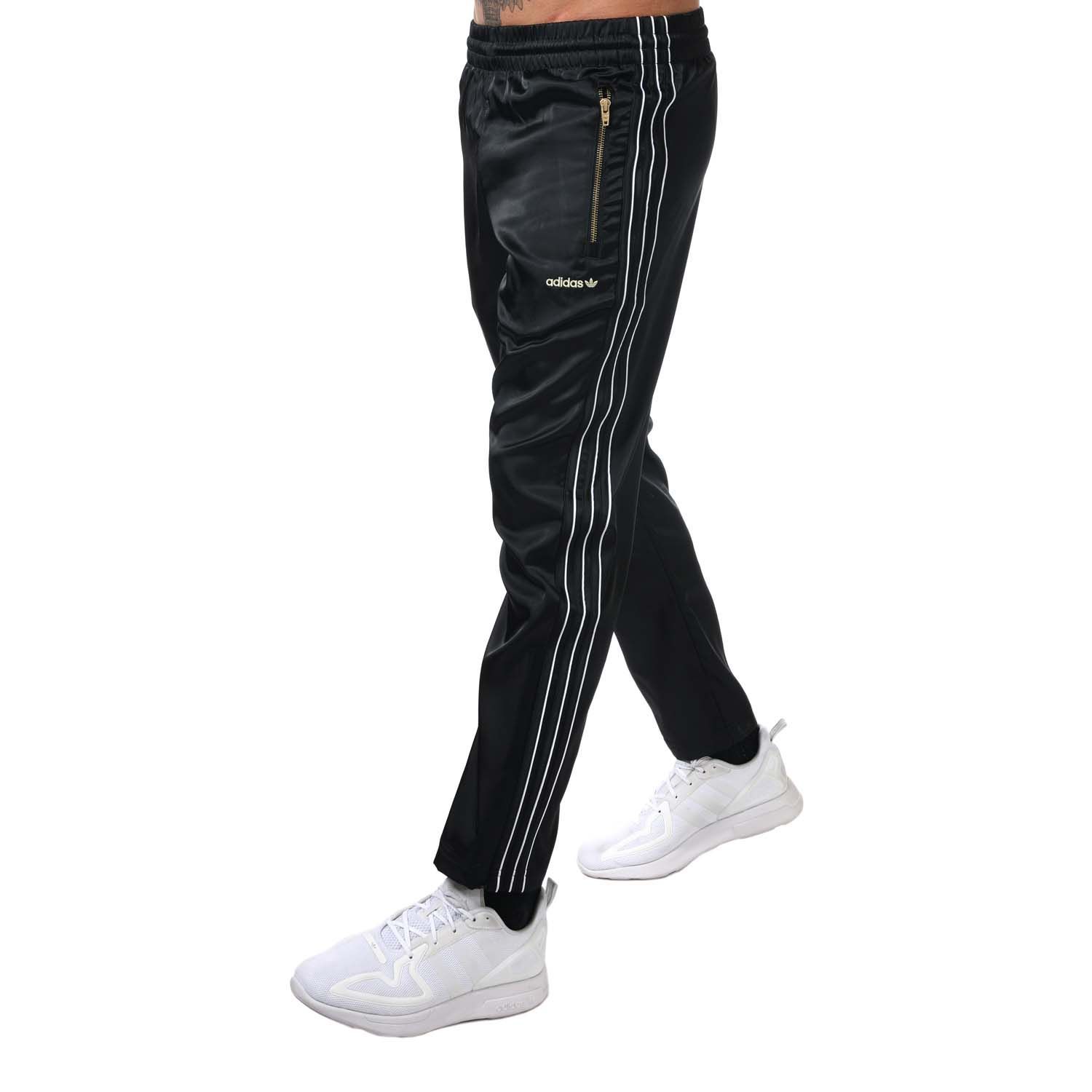 Men's adidas Originals SPRT Satin Tracksuit Bottoms in Black-White