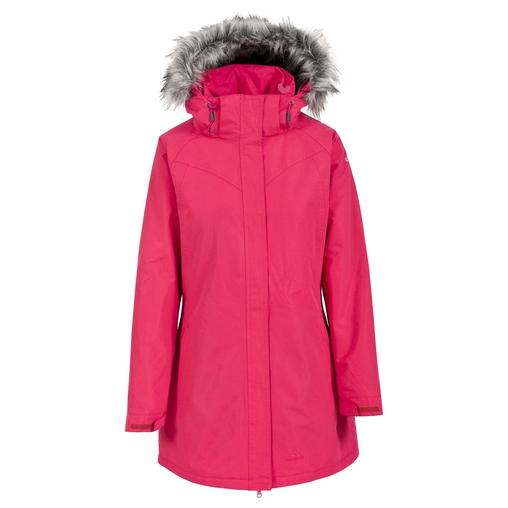 Padded. Printed lining. 2 zip pockets. Detachable zip off hood. Zip off faux fur hood trim. Adjustable cuffs. Longer length. Waterproof 5000mm, windproof. Taped seams. Shell: 100% Polyester microfibre PVC, Lining: 100% Polyester, Padding: 100% Polyester.