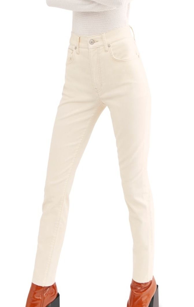Color: Beiges Size Type: Regular Bottoms Size (Women's): 31 Inseam: 27 Type: Jeans Style: Skinny Rise: High Material: Cotton Blends Fabric Wash: Light Stretch: YES