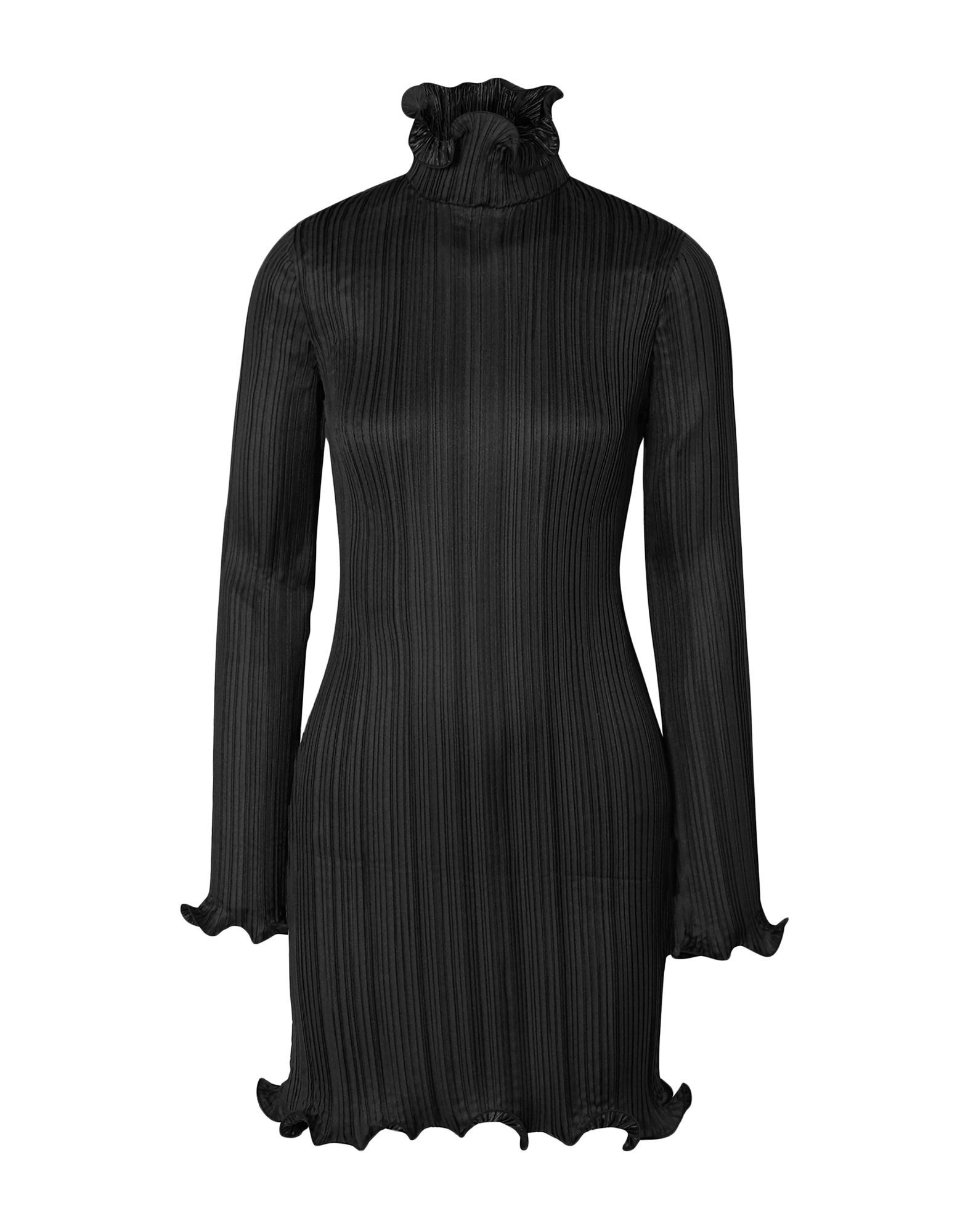 satin, pleated, no appliqués, basic solid colour, turtleneck, long sleeves, no pockets, no fastening, unlined