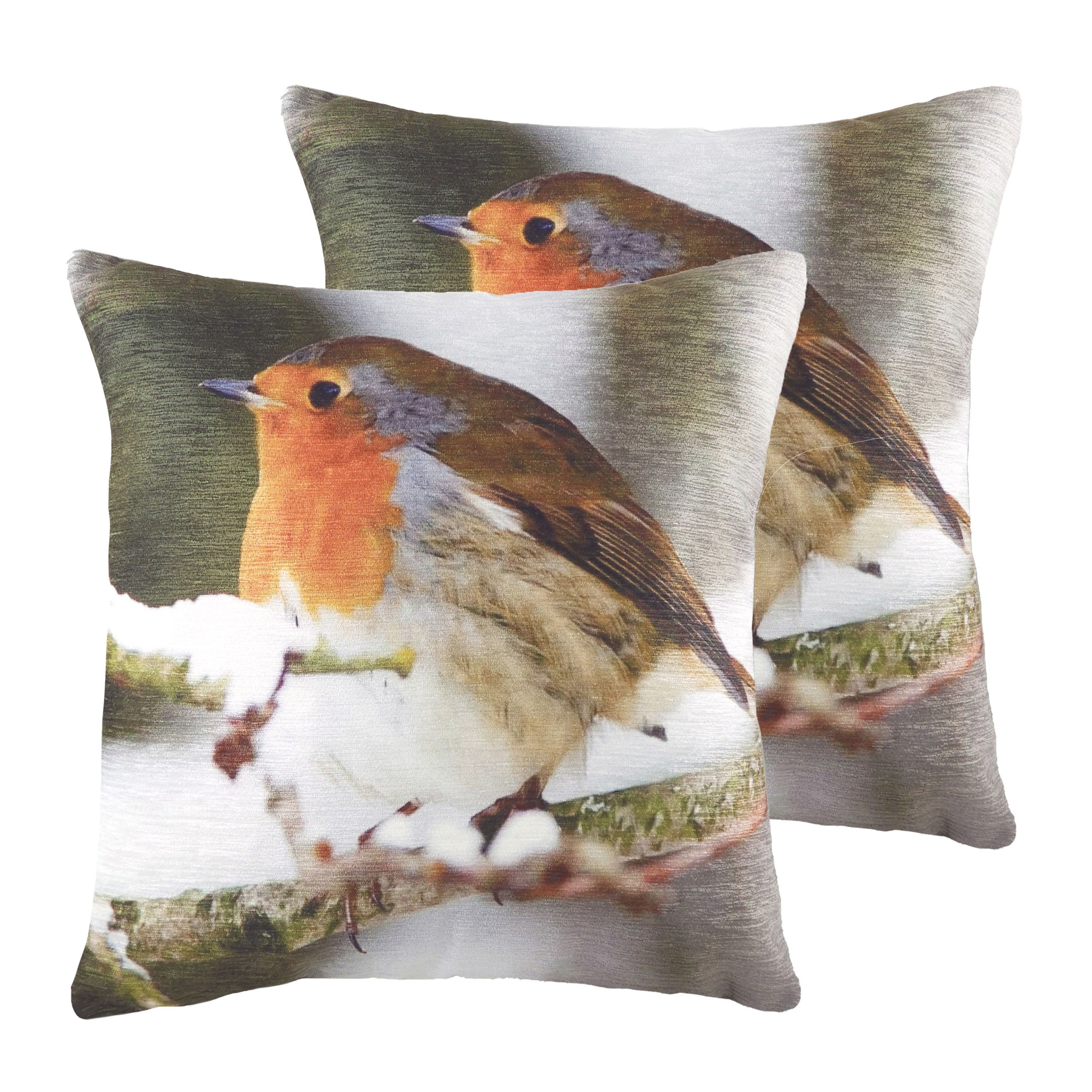 Add some warmth to your home in the colder months with this heart-warming photo cushion of Great British animals. The wintry scene captures the animal in its natural habitat and with a chenille front and velvet reverse this cushion will add character to your interior, pair with other neutral soft furnishings to allow this design to take centre stage.