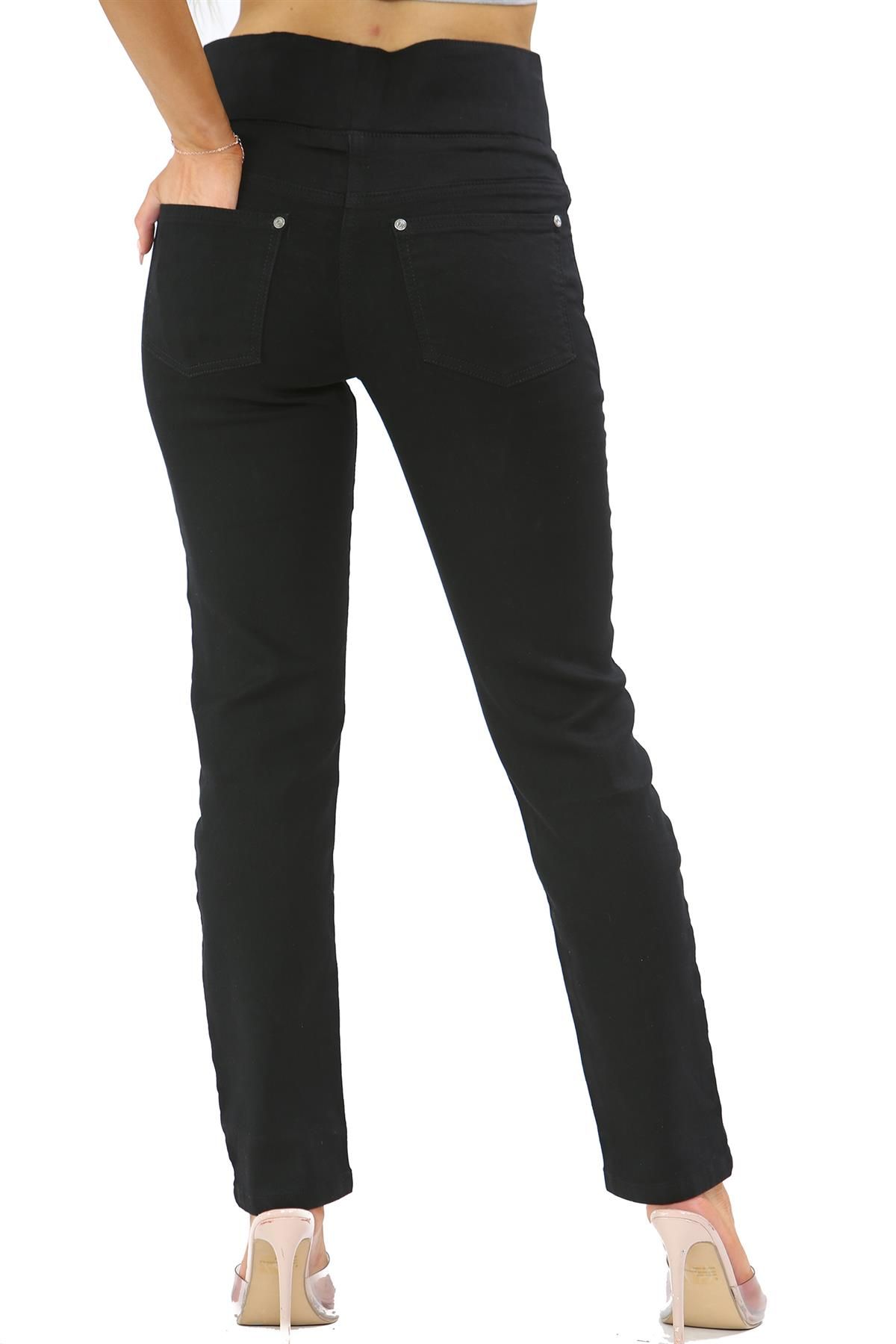 Womens Elasticated Waist Tummy Control Jeans in Black