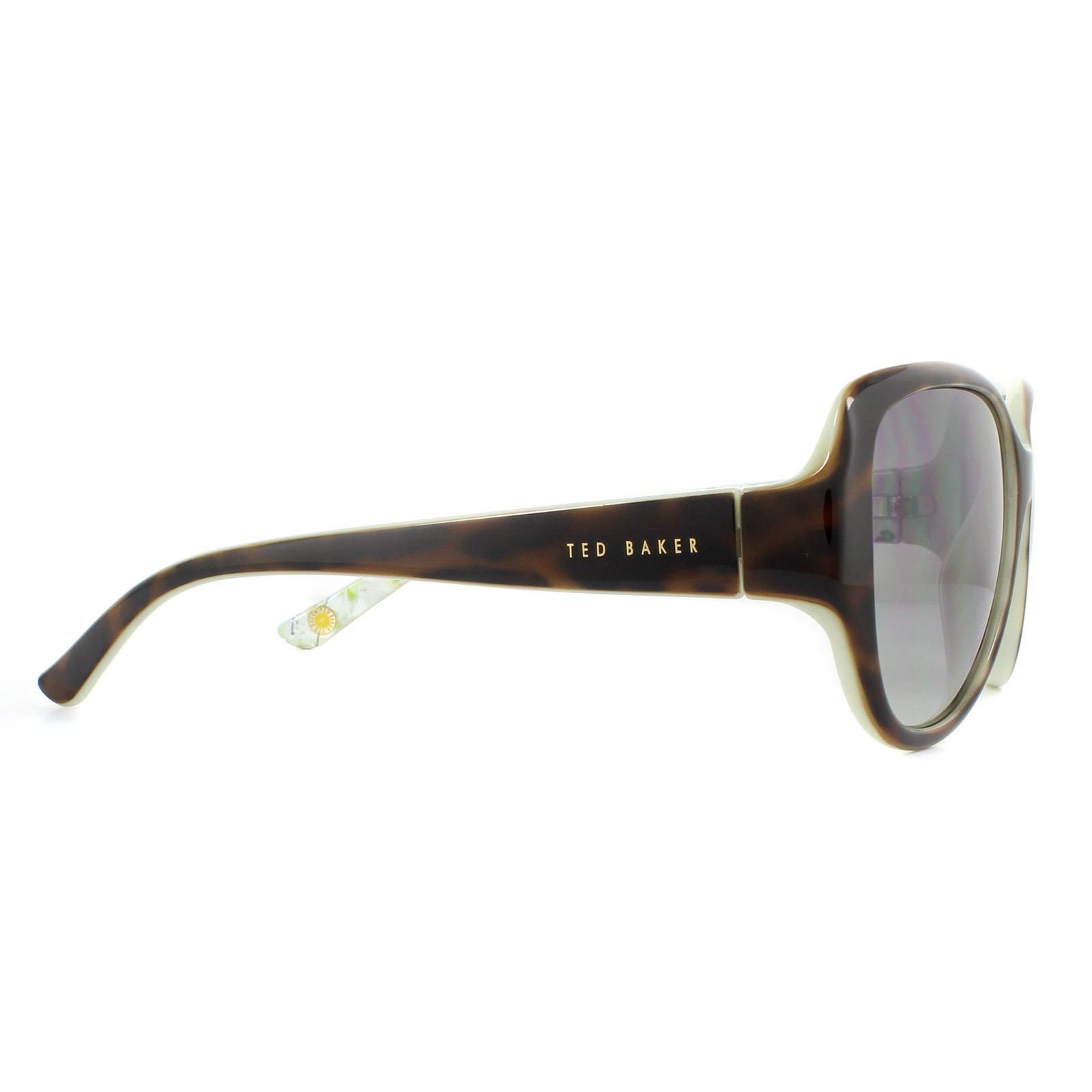 Ted Baker Sunglasses TB1394 Shay 112 Tortoise Green Grey Gradient are an ultra feminine oval style with a lovely floral design on the insides of the temples and finished with the Ted Baker logo.