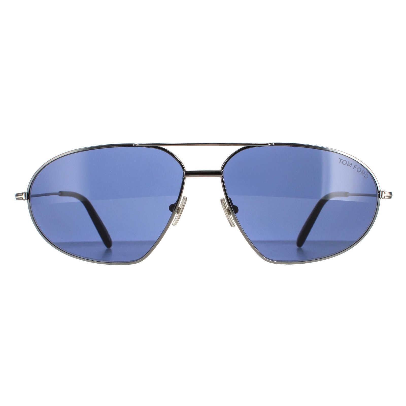 Tom Ford Aviator Mens Shiny Gunmetal Blue Bradford FT0771