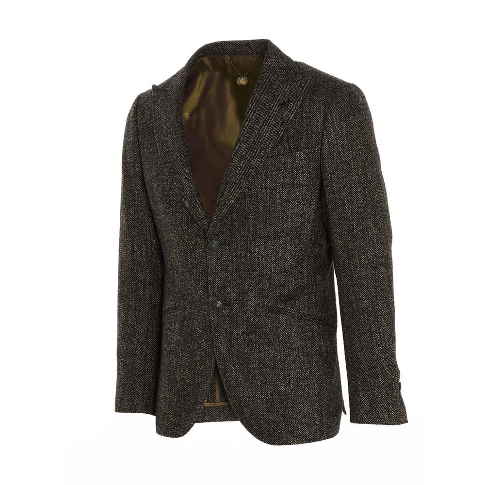 Multicolor 
Abaca & Wool 
Flamed fantasy thread in linen and silk 
One-breasted  
B3 Button 
Baby Alpaca all-over twill 
Mirror lapels 
Long sleeve 
Ticket pocket 
330 GR 
Inner cupro lining 
Slim fit