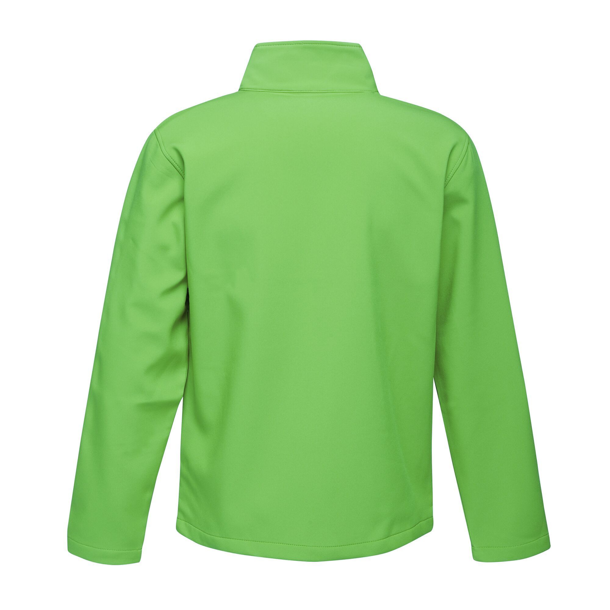 100% Polyester. Warm backed woven softshell jacket. Printable softshell fabric. Wind resistant membrane fabric. Durable water repellent finish. Inner zip guard, 2 lower pockets and adjustable shockcord hem.