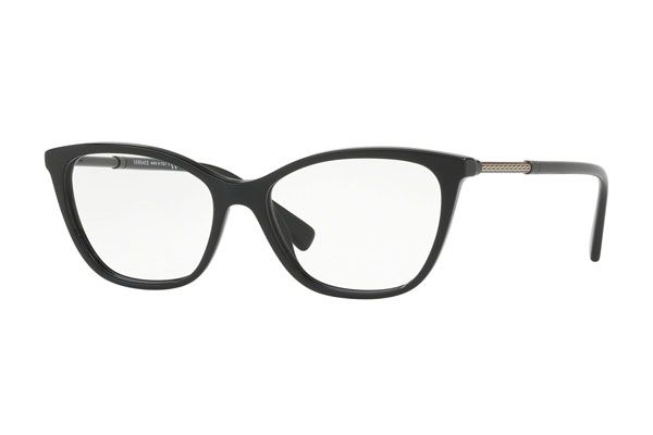 Versace Cat Eye Plastic Women Eyeglasses Black / Clear Lens
