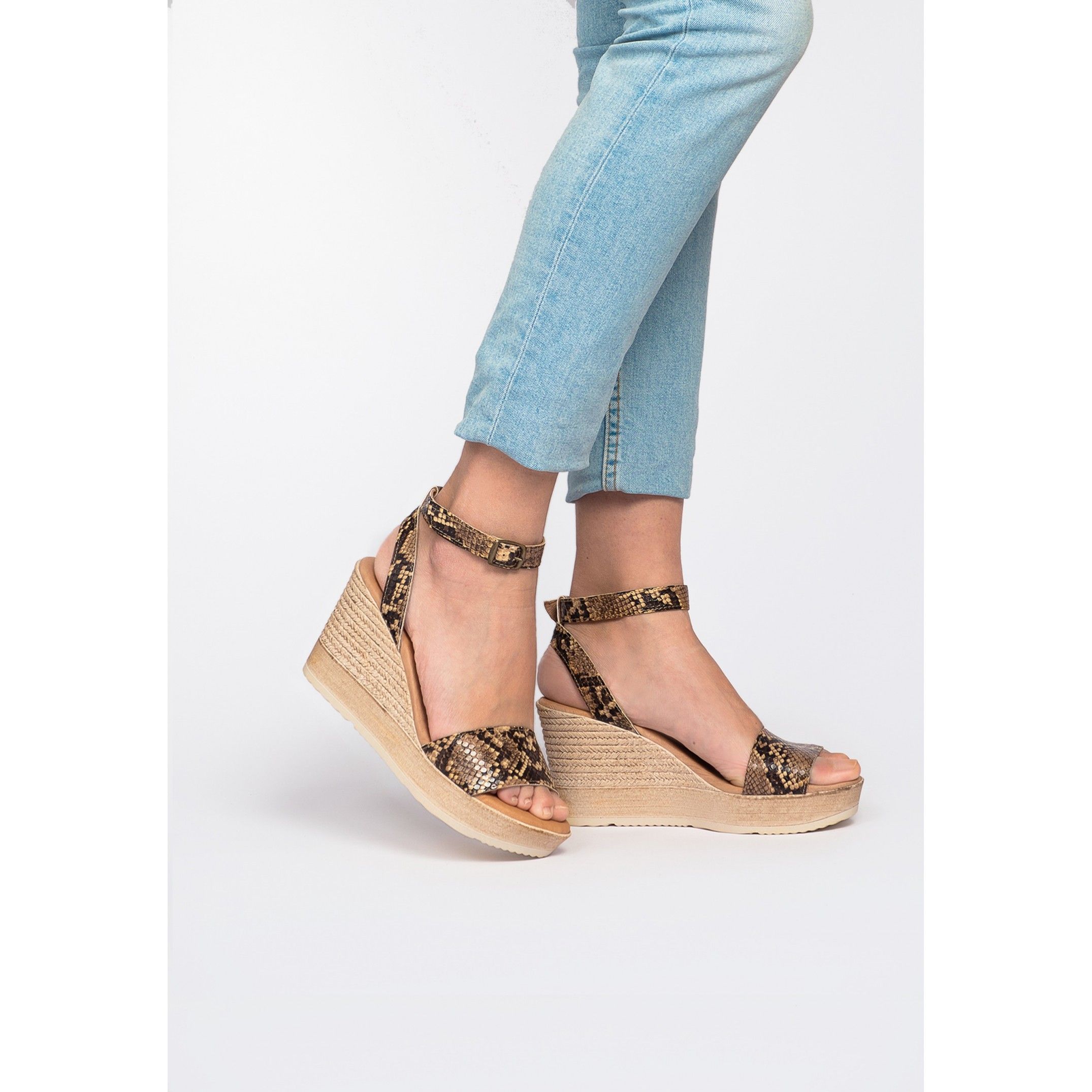 Eva Lopez Wedge Sandals Snake Women Summer Shoes