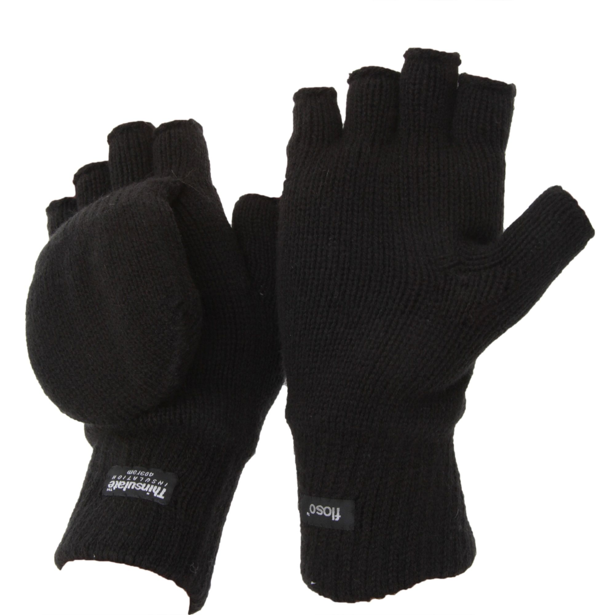 Great quality gloves. Fibre: shell 100% Acrylic. Lining 100% Polyester. Hand wash only. Ideal for wearing in the cold weather. Keeps your hands nice and warm. The gloves are capped so it can be pulled over to cover the fingers.