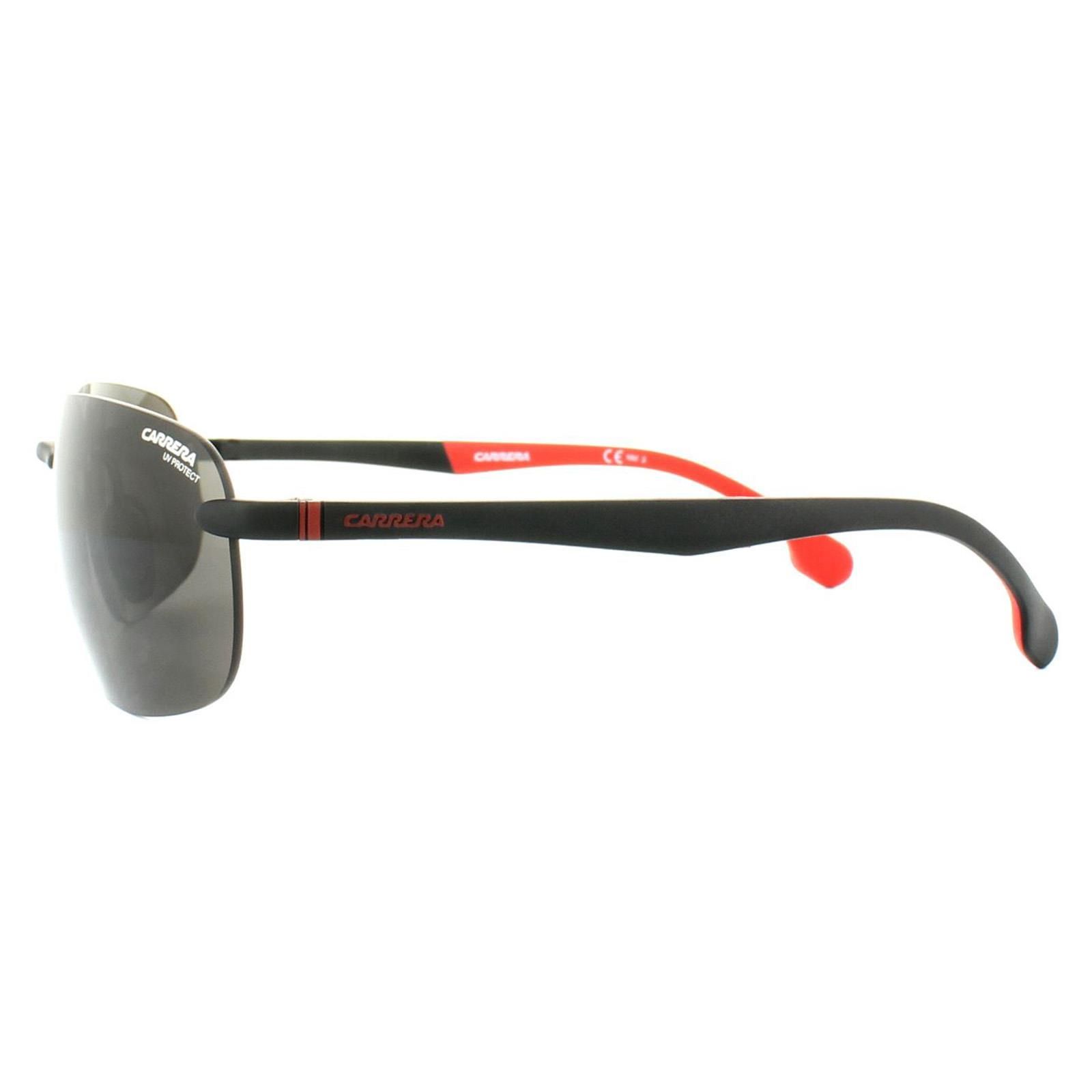 Carrera Rimless Mens Matt Black & Red Dark Grey Sunglasses