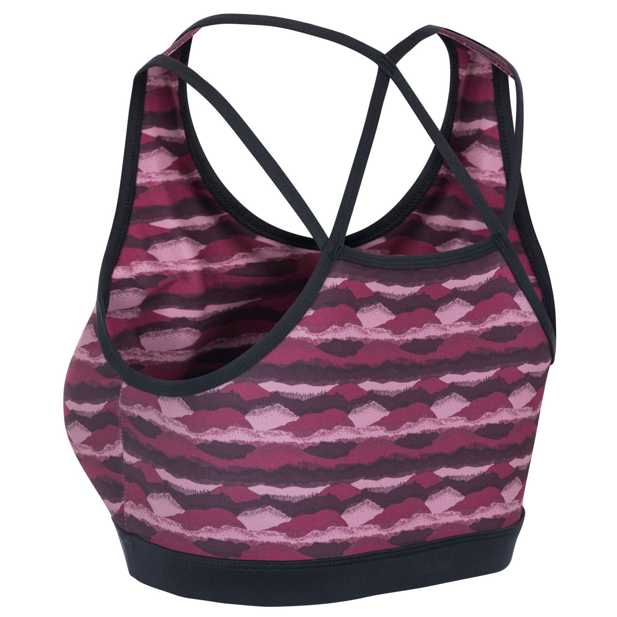 90% Polyester, 10% Elastane. All over print. Supportive fabric. Contrast trims. Reflective printed logos. Wicking. Quick dry. Trespass Womens Chest Sizing (approx): XS/8 - 32in/81cm, S/10 - 34in/86cm, M/12 - 36in/91.4cm, L/14 - 38in/96.5cm, XL/16 - 40in/101.5cm, XXL/18 - 42in/106.5cm.