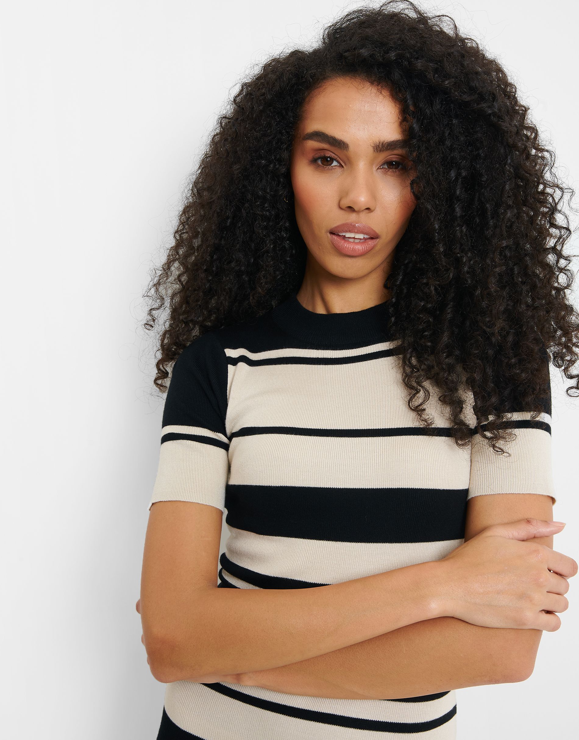 'Courgette' Knitted Stripe Mid Dress
