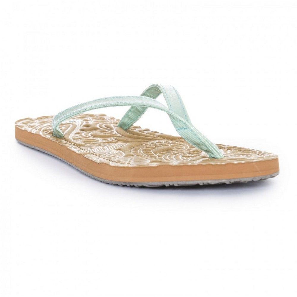 PU and textile upper. Die cut EVA midsole. Rubber outsole. Cushioned EVA footbed with embossed design. Lifestyle thong sandal.