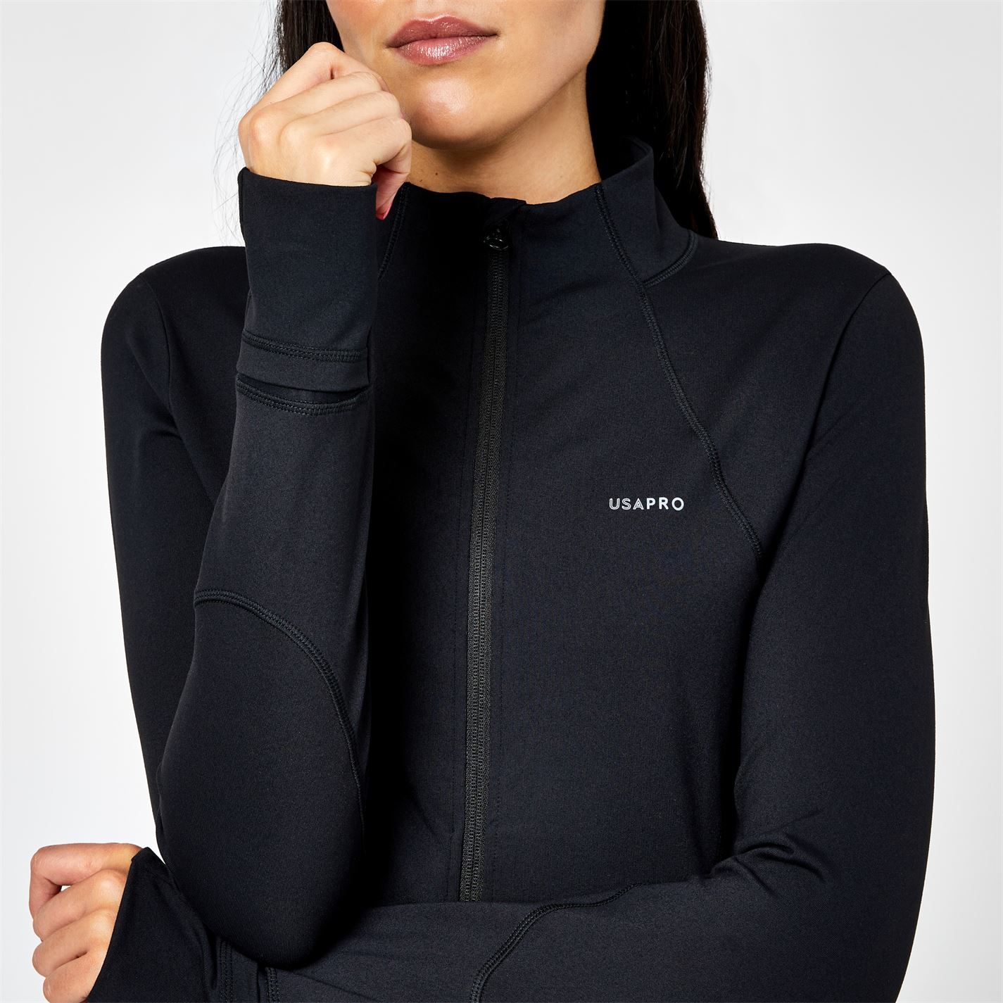 USA Pro Womens Ladies Fitness Jacket Coat Long Sleeve Full Zip Training Top