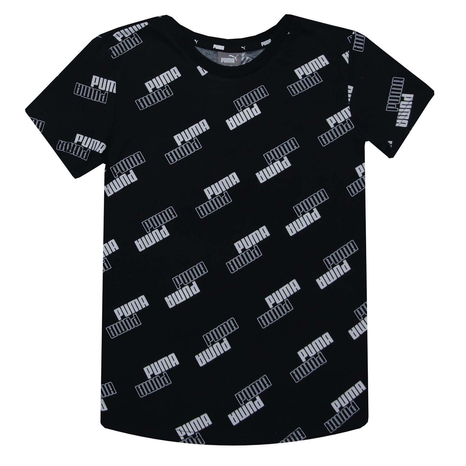 Junior Boys Puma Power T- Shirt in black.- Ribbed crew neck.- Short sleeves.- Protective neck tape.- Multiple logo.- Regular fit.- Shell: 100% Cotton.- Ref: 84560401E