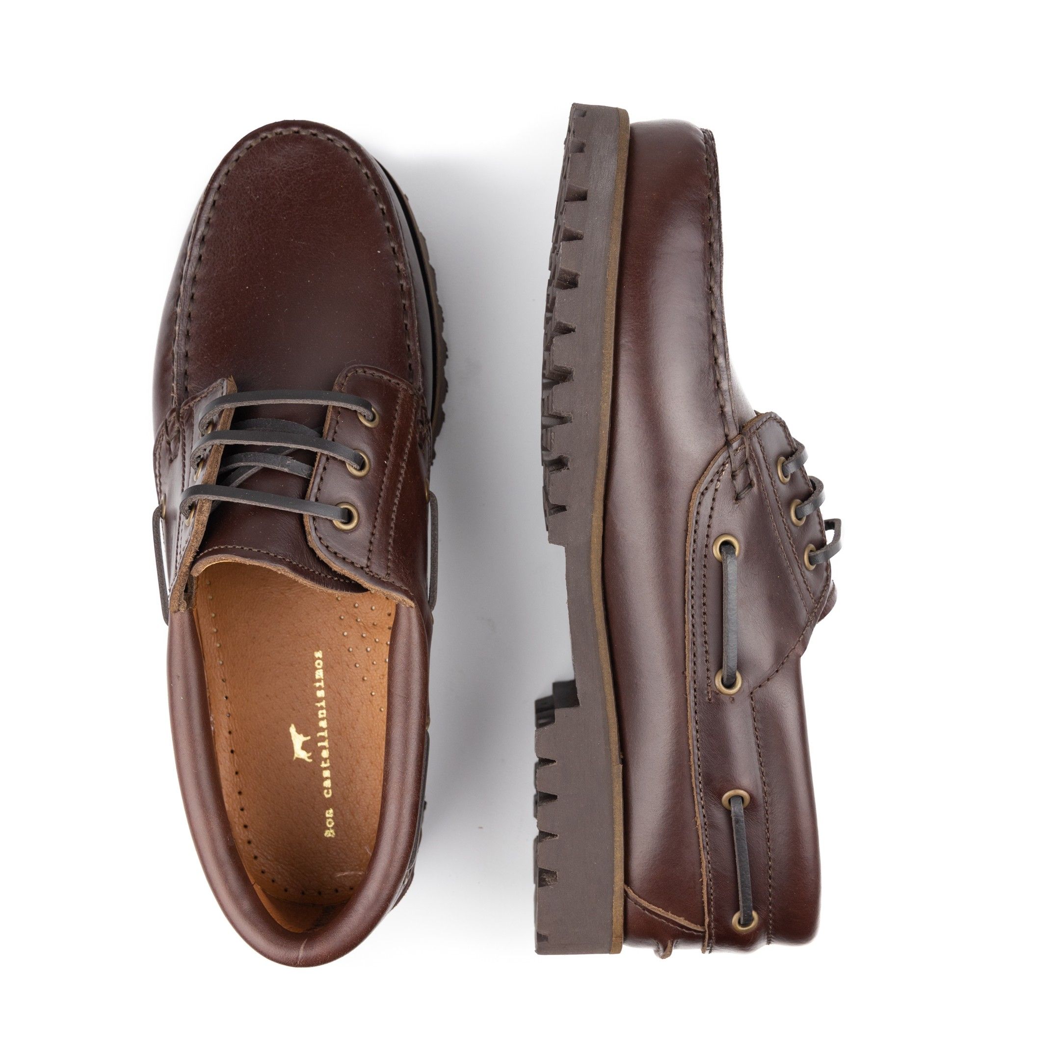 Castellanisimos Classic Leather Boat Shoes Men Brown