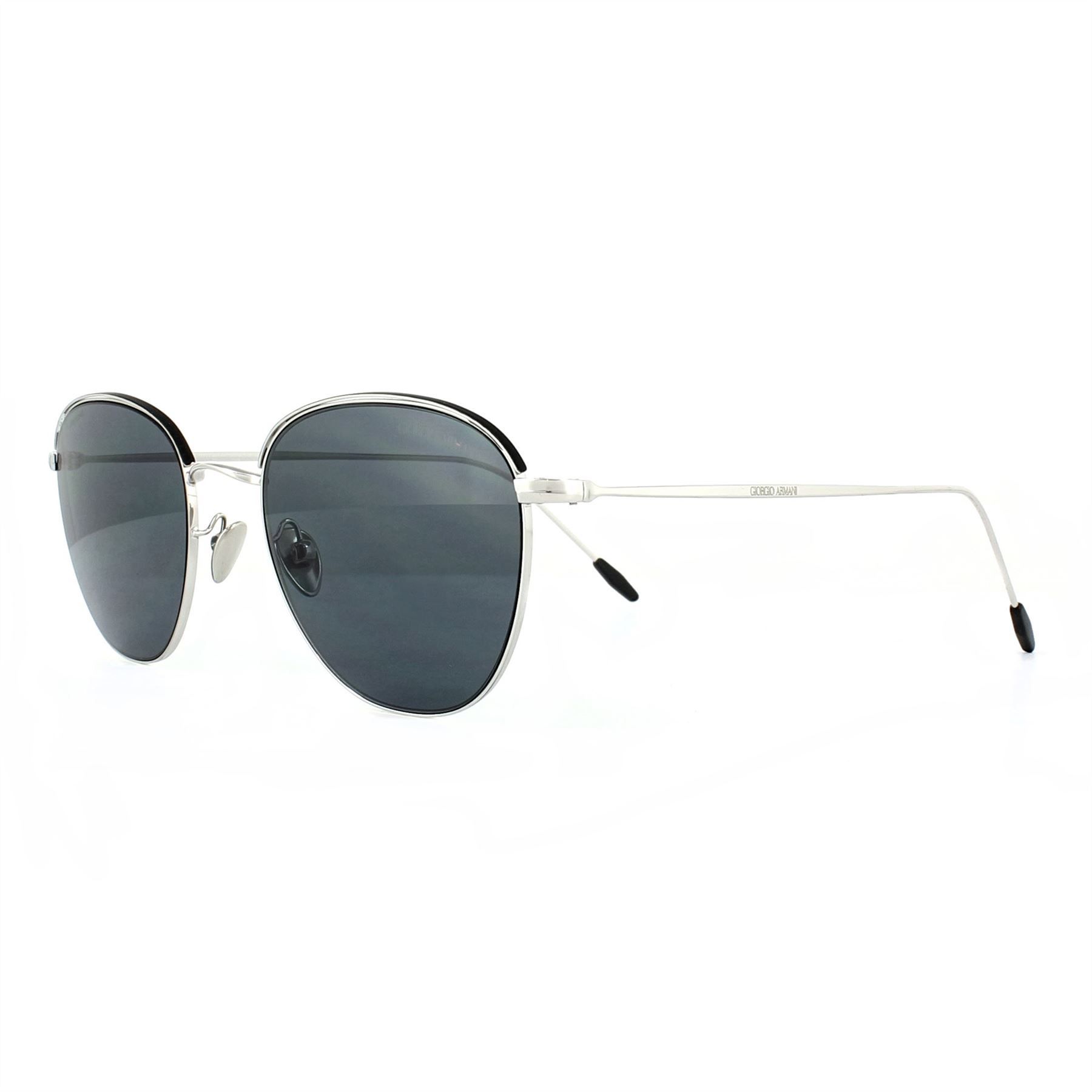 Giorgio Armani Sunglasses AR6048 301587 Silver and Matte Black Grey have a metal frame which is a Round shape and is for men