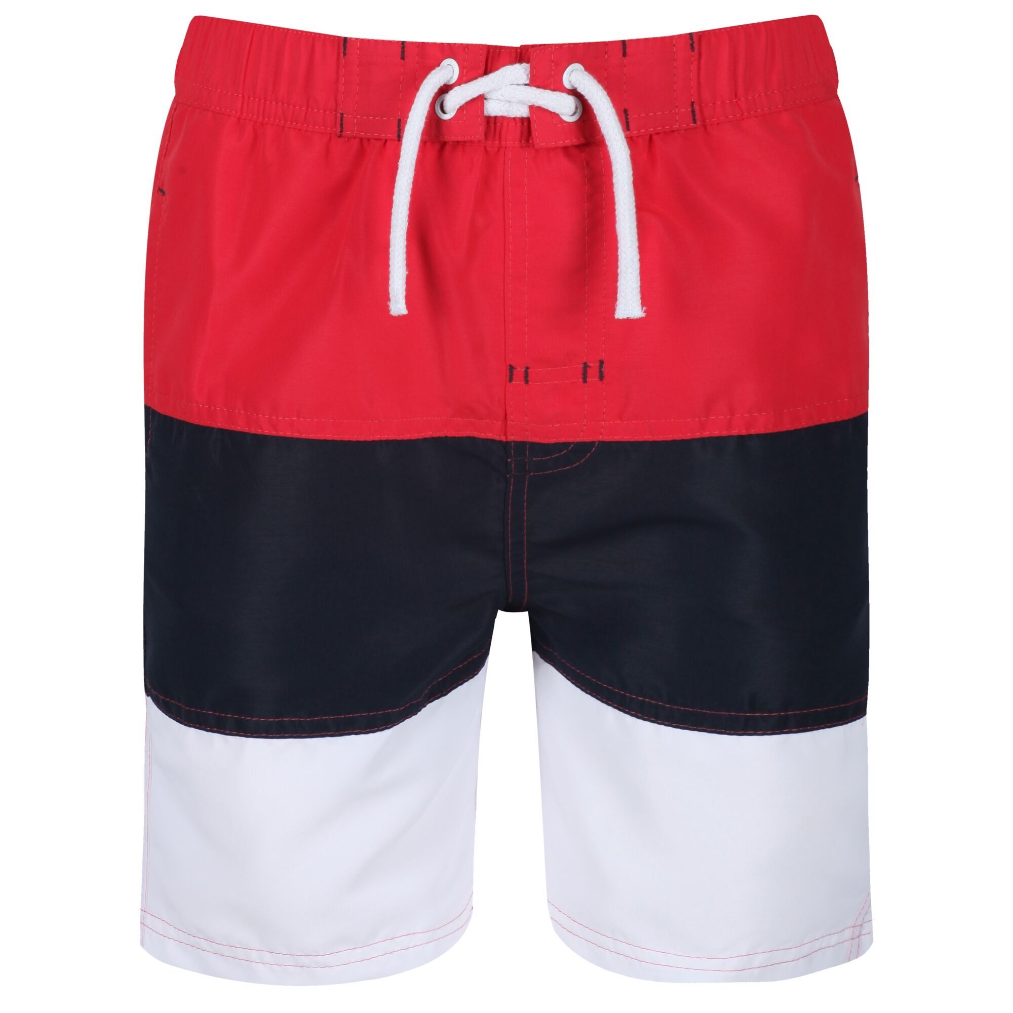 Material: 100% Polyester Taslan fabric. Hard-wearing, long-length board shorts with a elasticated waist and fixed drawcord detail. Quick drying fabric shorts with mesh brief liner. 2 side pockets and 1 back pocket.