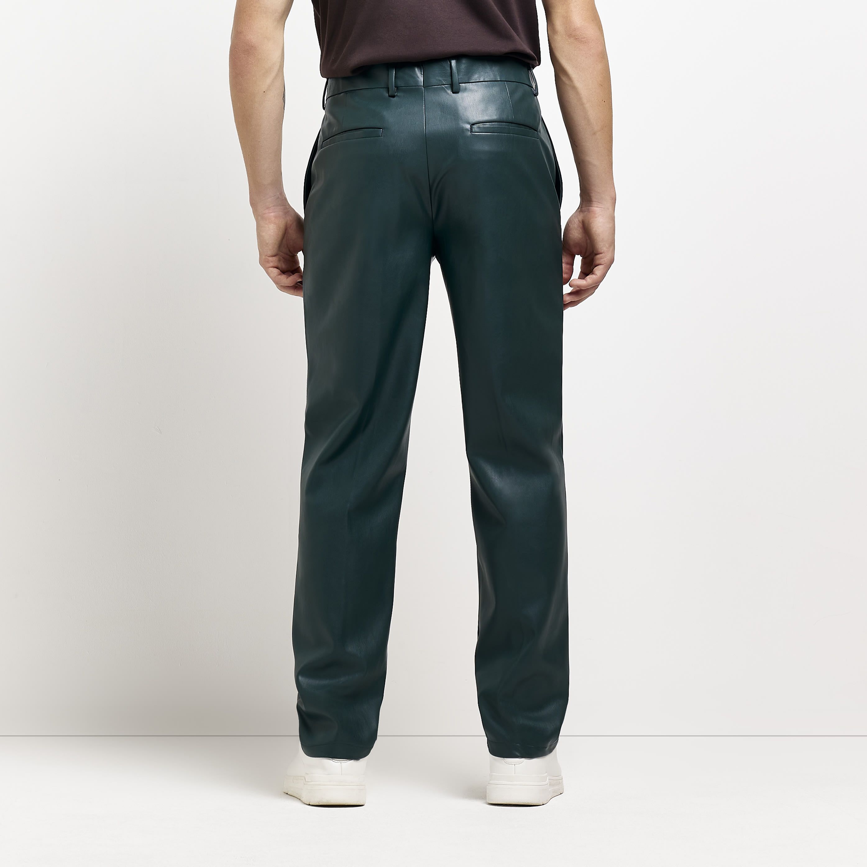 River Island Mens Suit Trousers Bottle PU Green