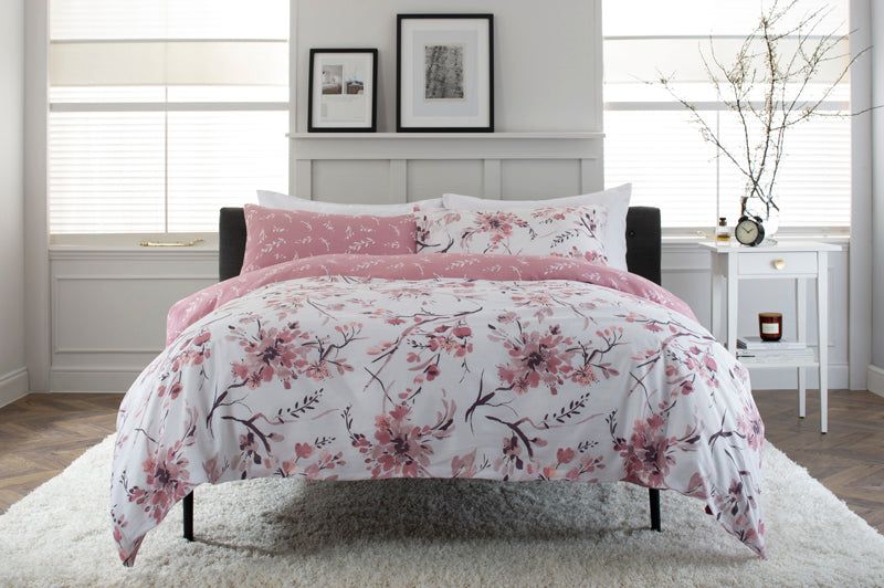 Deyongs Cherry Blossom Duvet Set Double Size Pink  - 200x200cm - 55% Cotton 45% Polyester