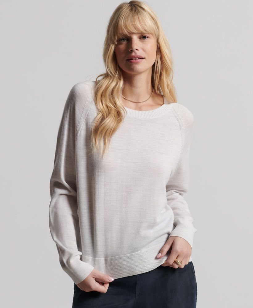 The perfect transitional piece this season. The Merino crew jumper is a lightweight knitted jumper that will keep you feeling warm and chic.Relaxed fit – the classic Superdry fit. Not too slim, not too loose, just right. Go for your normal size.100% Merino woolCrew neckRagan sleeveRibbed cuffs and hemSignature logo badge