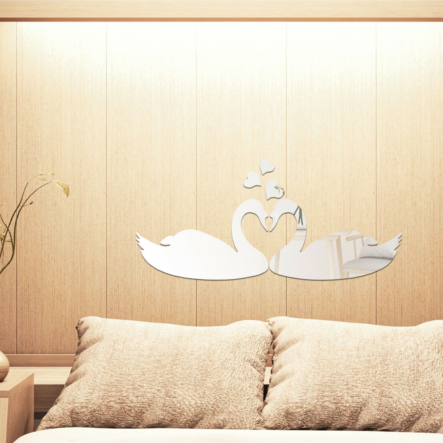 Walplus Romantic Swans Couple Lover Heart Mirror Wall Sticker Home Decorations 