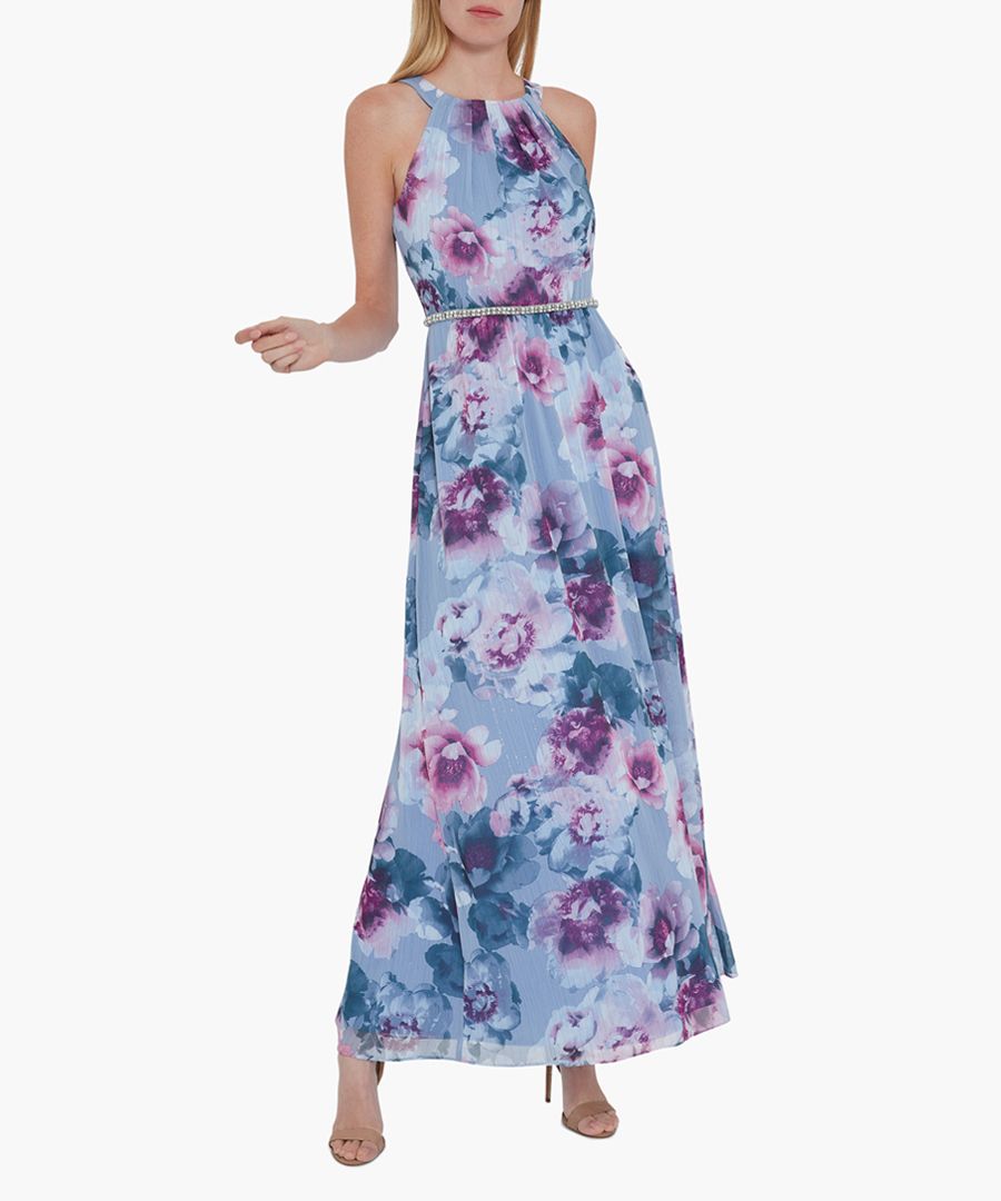 Sky kinia floral chiffon maxi dress