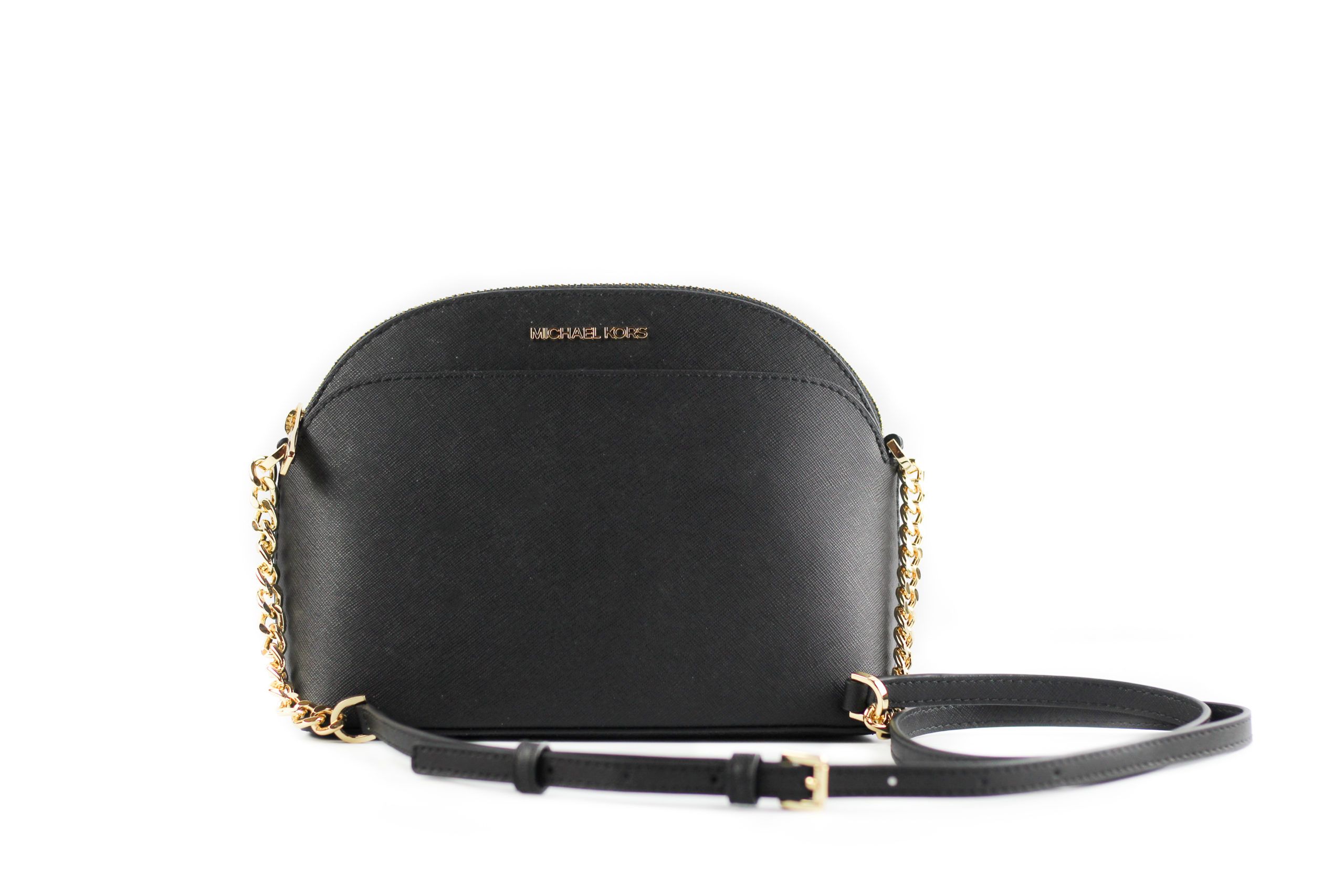 Michael Kors Jet Set Emmy Leather Medium Dome Crossbody Bag [Black]