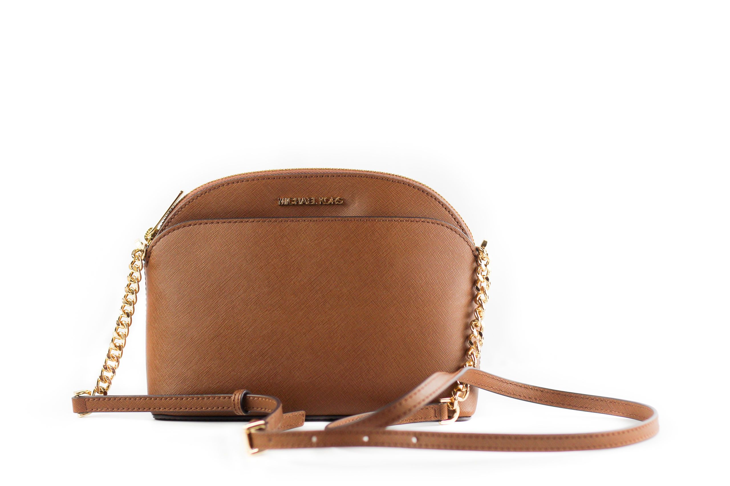 Michael Kors Jet Set Emmy Leather Medium Dome Crossbody Bag [Luggage]