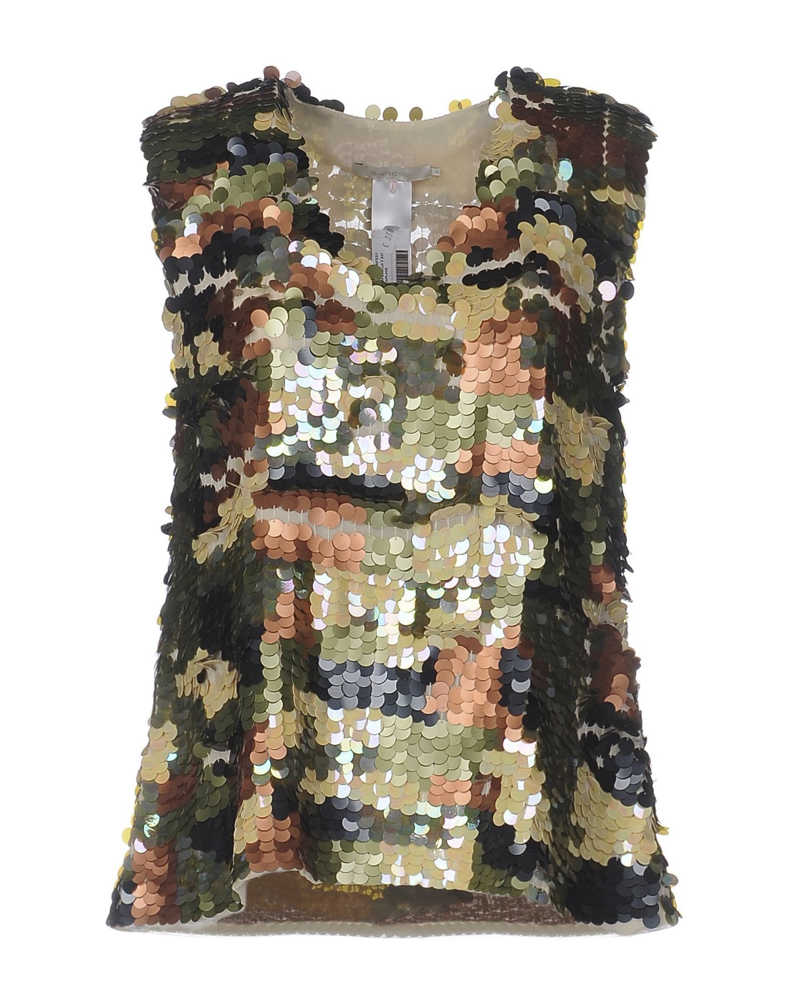 Multicolour Pattern<br>V-neck<br>Sleeveless<br>Sequins<br>No pockets<br>