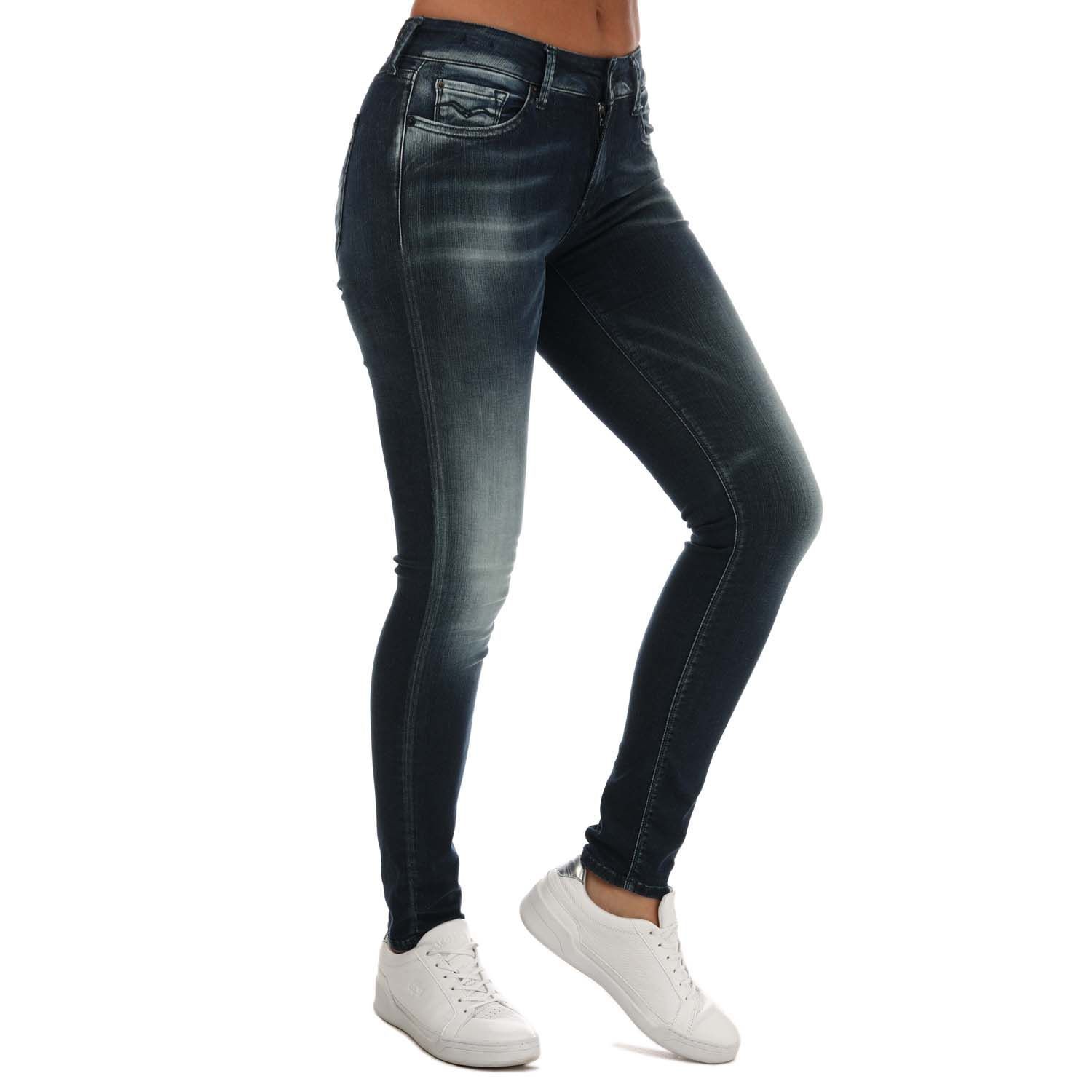 Women's Replay Skinny Fit New Luz Hyperflex XLITE Jeans in Dark Blue