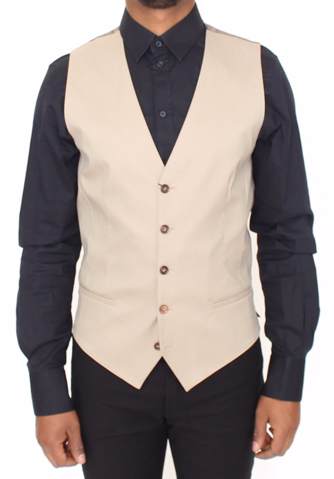 Dolce & Gabbana Beige Cotton Dress Vest Blazer Jacket