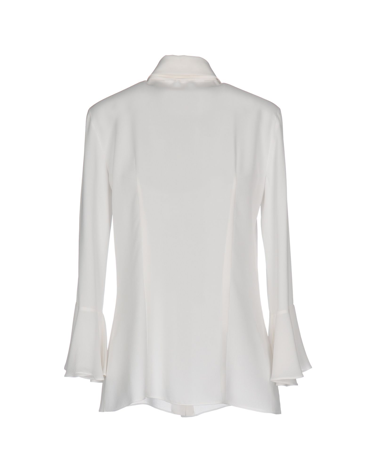 cr�pe, bow detailing, solid colour, front closure, button closing, long sleeves, peter pan collar, no pockets