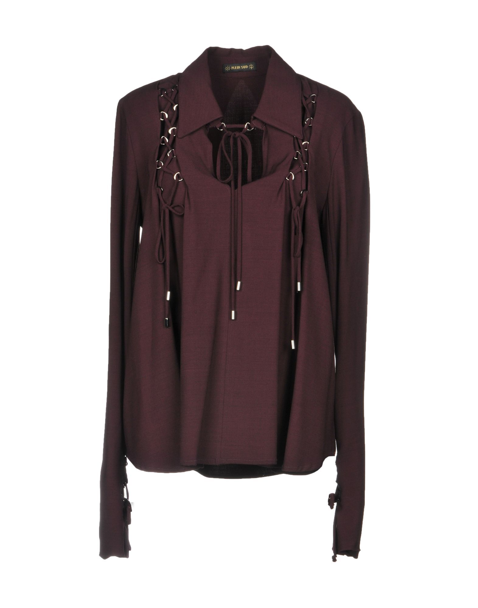 crepe, lacing, basic solid colour, long sleeves, classic neckline, no pockets, stretch