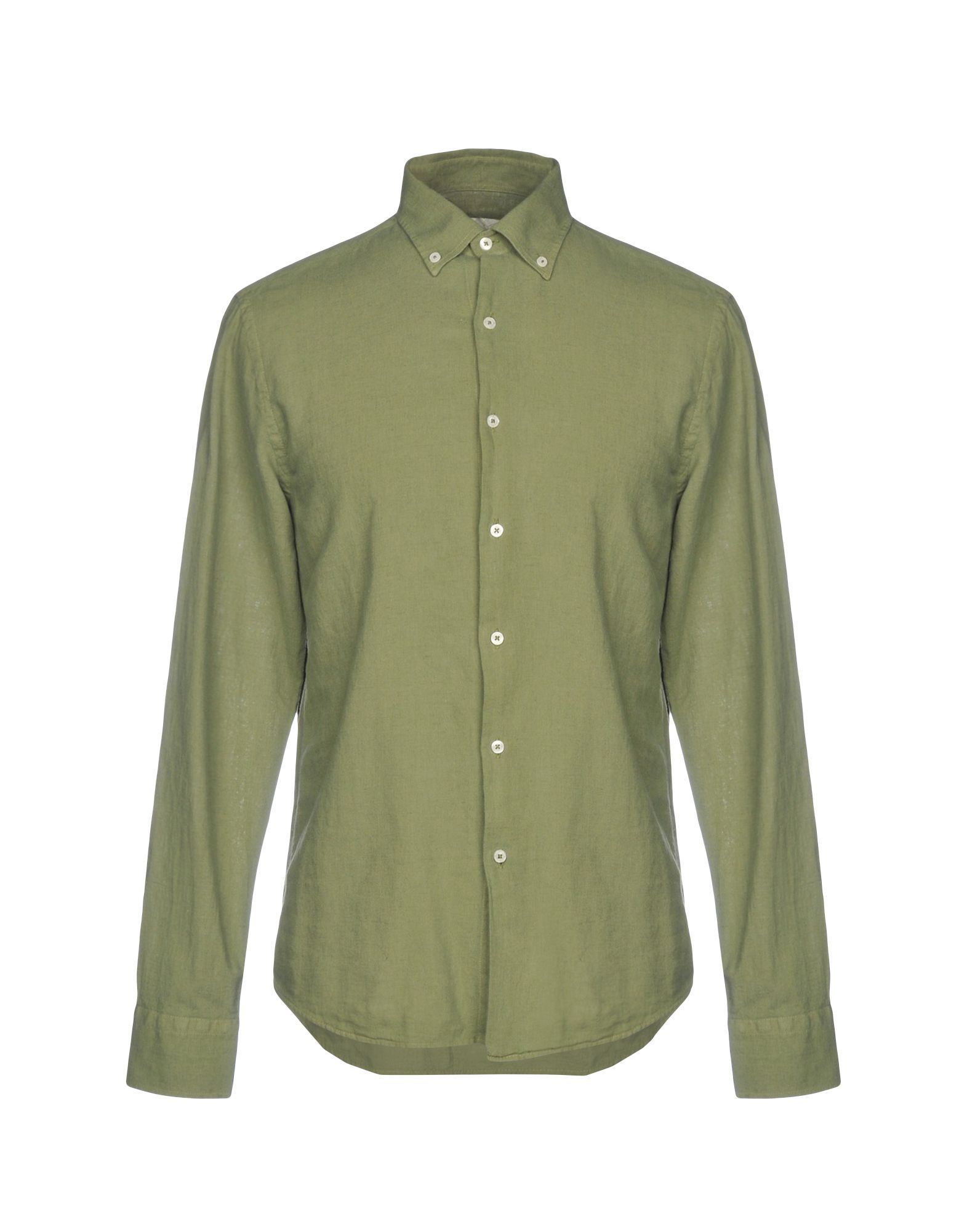 plain weave, embroidered detailing, logo, basic solid colour, front closure, button closing, long sleeves, buttoned cuffs, button-down collar, no pockets