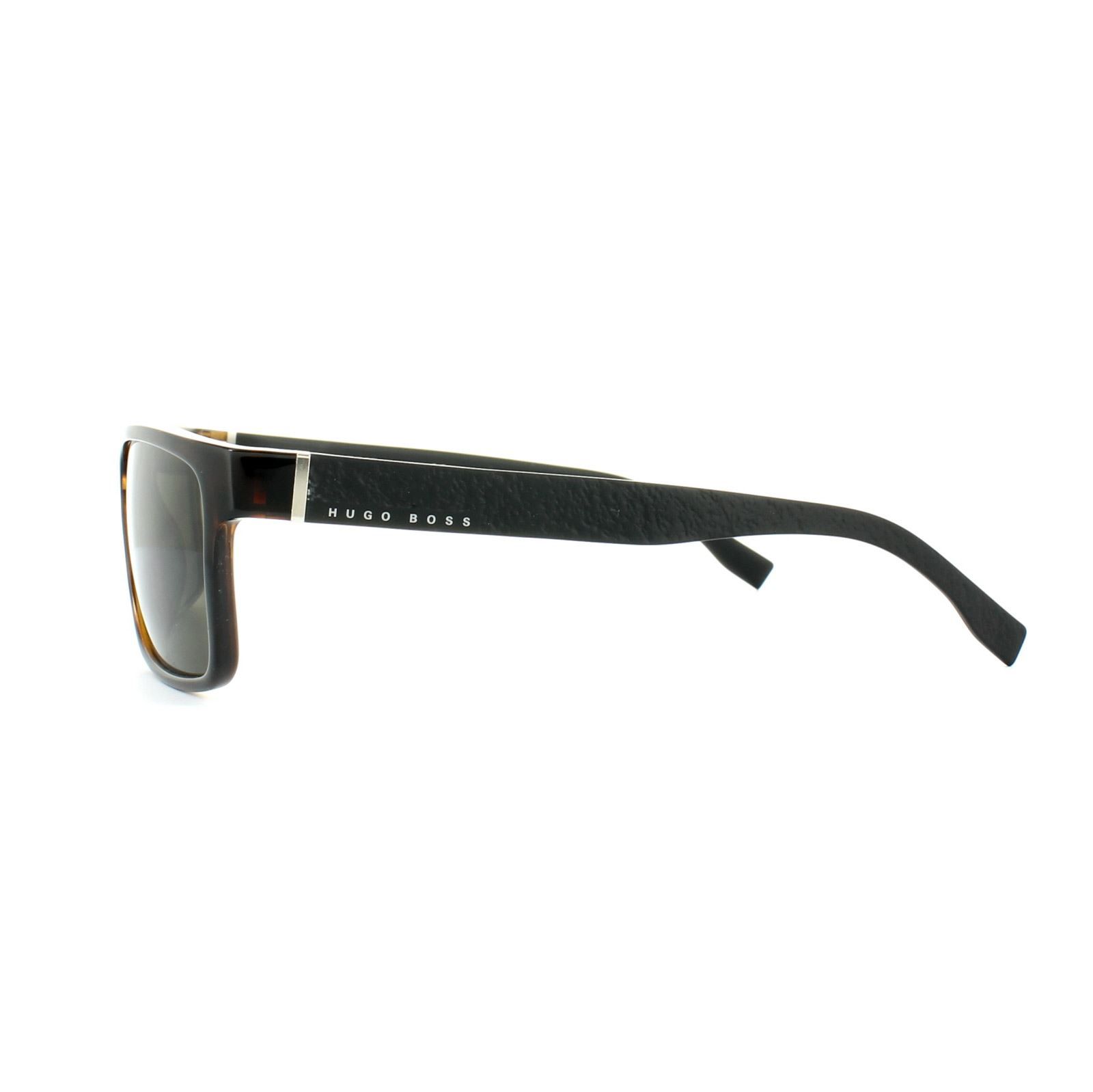 Hugo Boss Sunglasses 0919 Z2I NR Havana Black Grey are a classic rectangular style with squared off shape and typical contemporary finish from Hugo Boss. Matt finish with slightly textured finish to the temples complete the modern urban design.