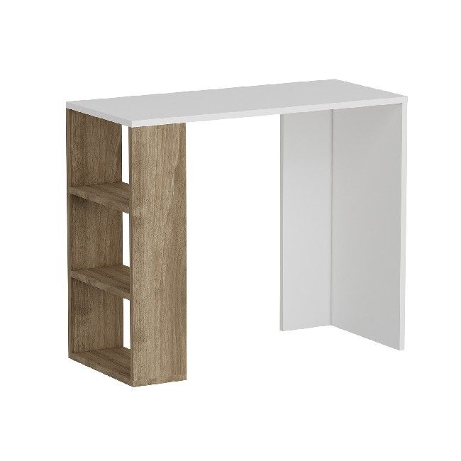 This modern and functional desk is the perfect solution to make your work more comfortable. Suitable for supporting all PCs and printers. Thanks to its design it is ideal for both home and office. Mounting kit included, easy to clean and easy to assemble. Color: White,Walnut | Product Dimensions: W90xD40xH75 cm | Material: Melamine Chipboard | Product Weight: 13,5 Kg | Supported Weight: 25 Kg | Packaging Weight: 14,5 Kg | Number of Boxes: 1 | Packaging Dimensions: 93,6x43,6x7,2 cm.