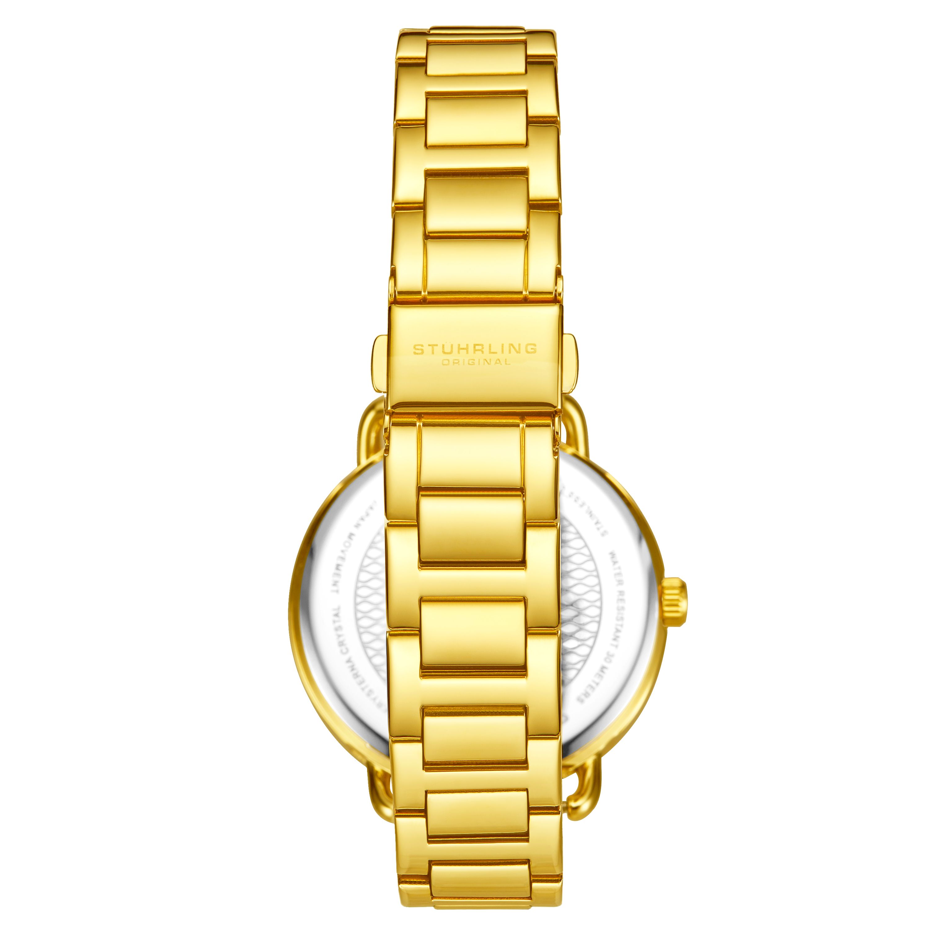 Women's Gold-tone Case and Bracelet, Crystal Studded Gold Dial Watch