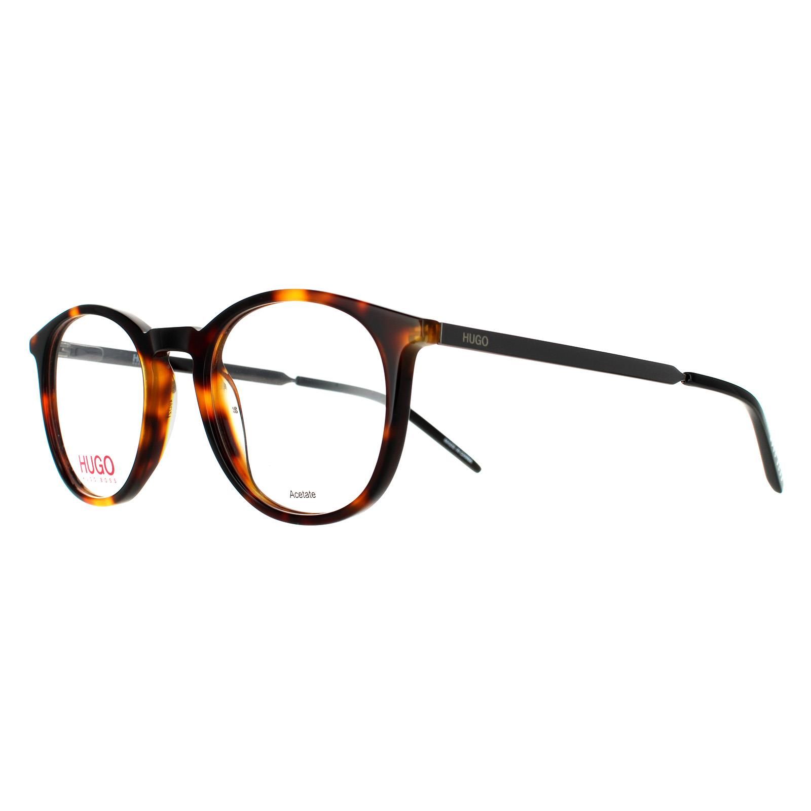 Hugo by Hugo Boss Round Mens Havana Glasses Frames HG 1017 are a stylish round style crafted from lightweight acetate. Slender temples are engraved with the Hugo Boss logo for authenticity.