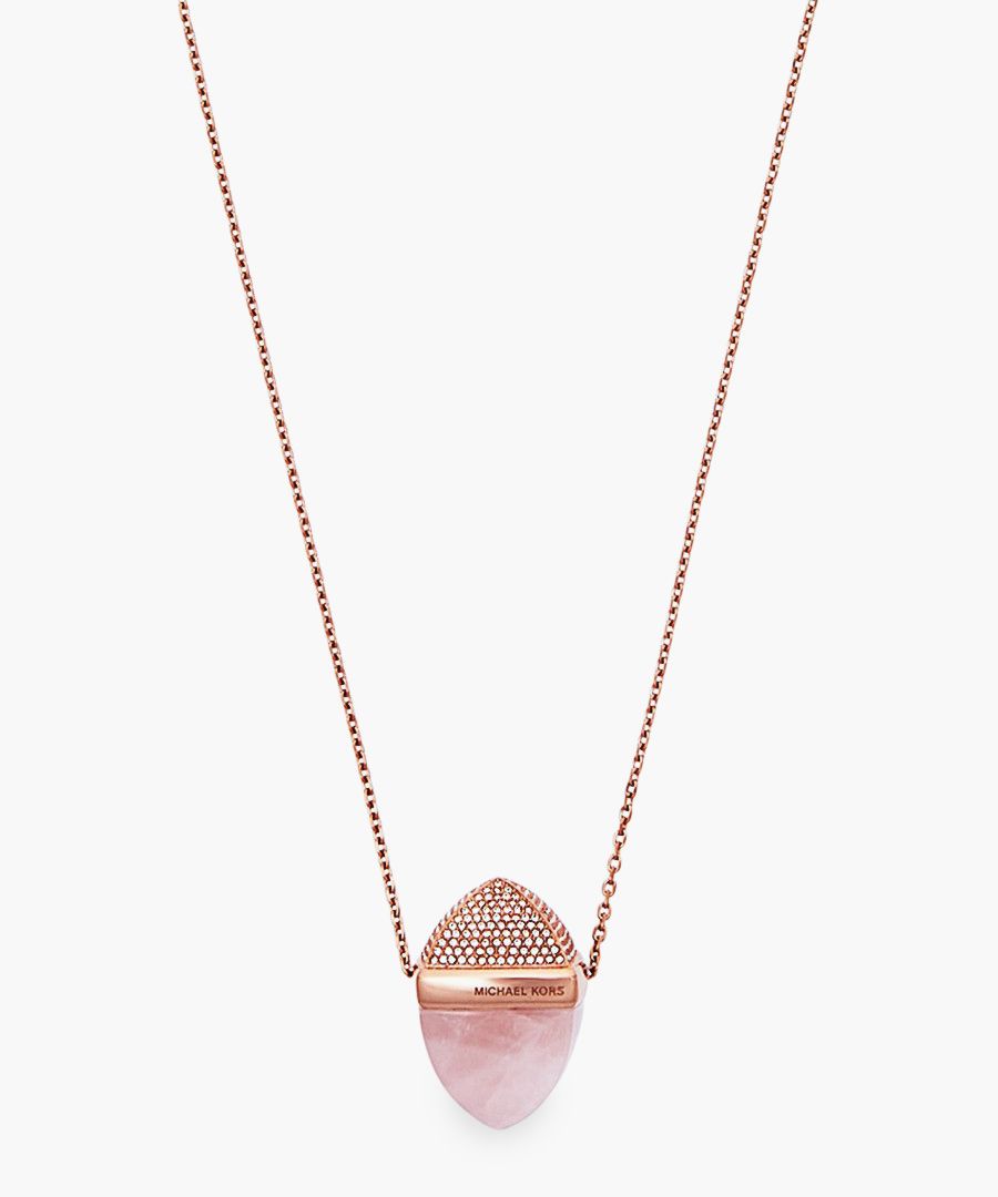 Rose gold-plated stainless steel and cubic zircona pendant