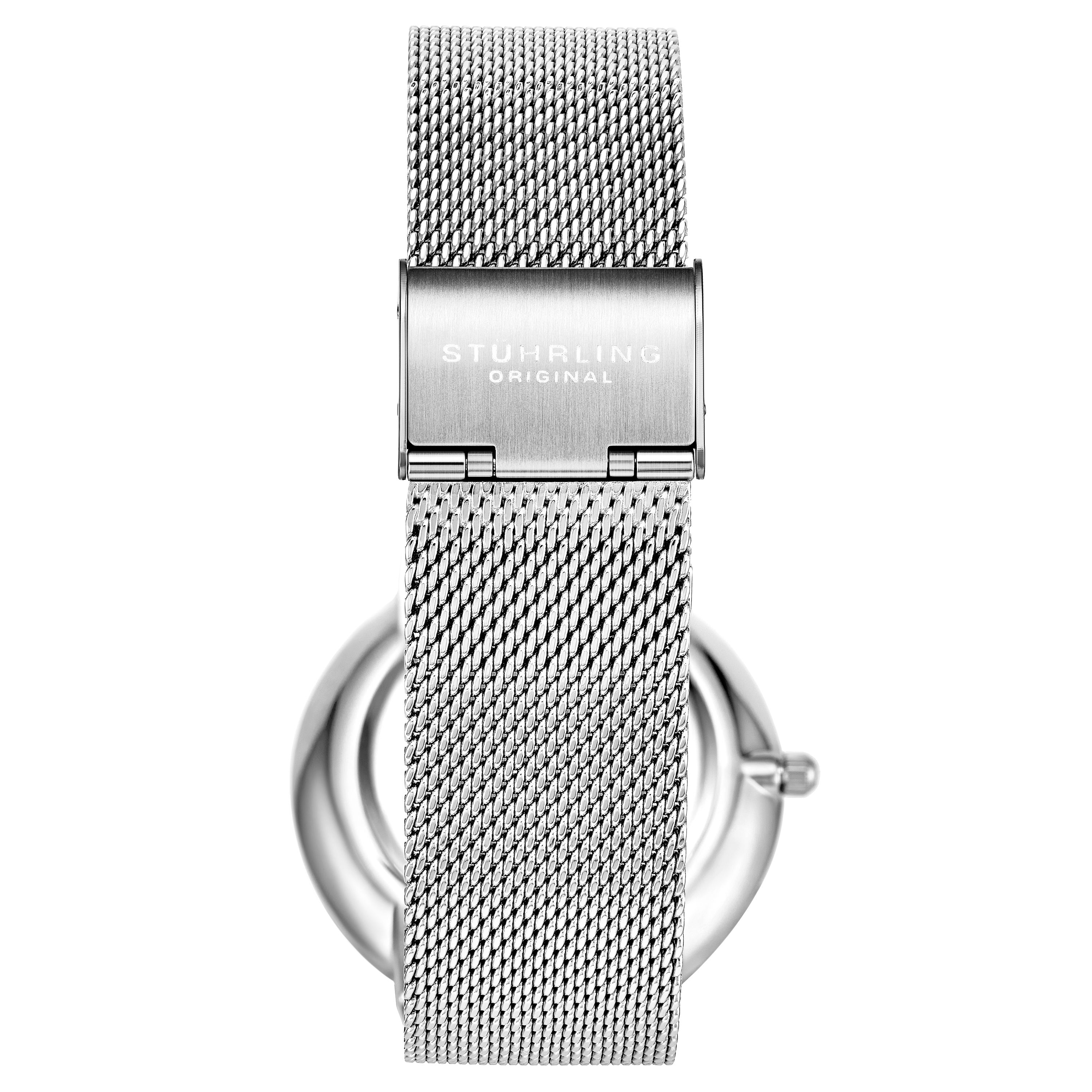 Men's Quartz Multi-Function Silver Case, Silver Dial, Silver Mesh Bracelet Watch