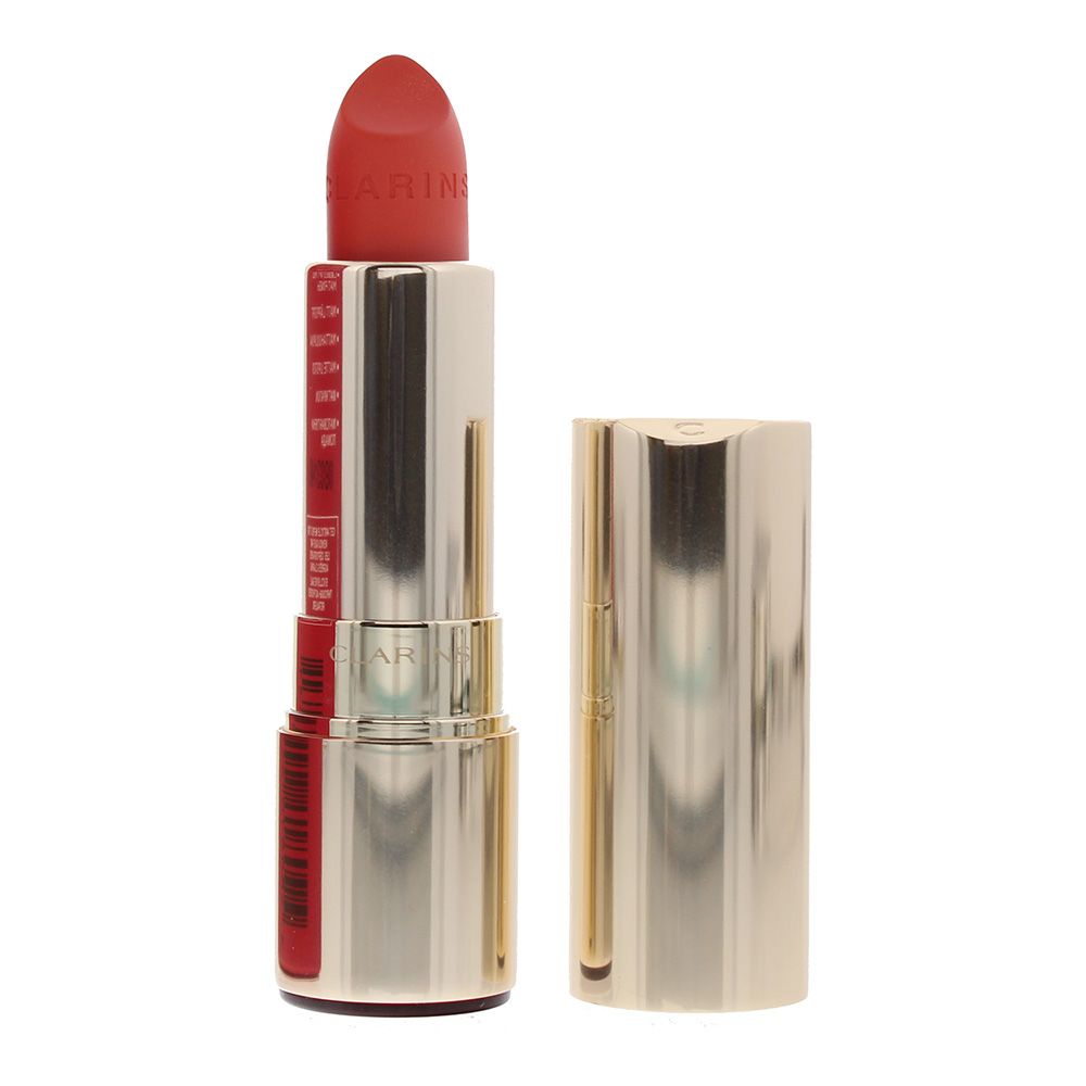 Clarins Joli Rouge Velvet Long- Wearing Lipstick, enriched with organic Salicornia extract and mango oil, moisturises and nourishes the lips. The long- wearing, satin finish colour stays on for 6 hours.